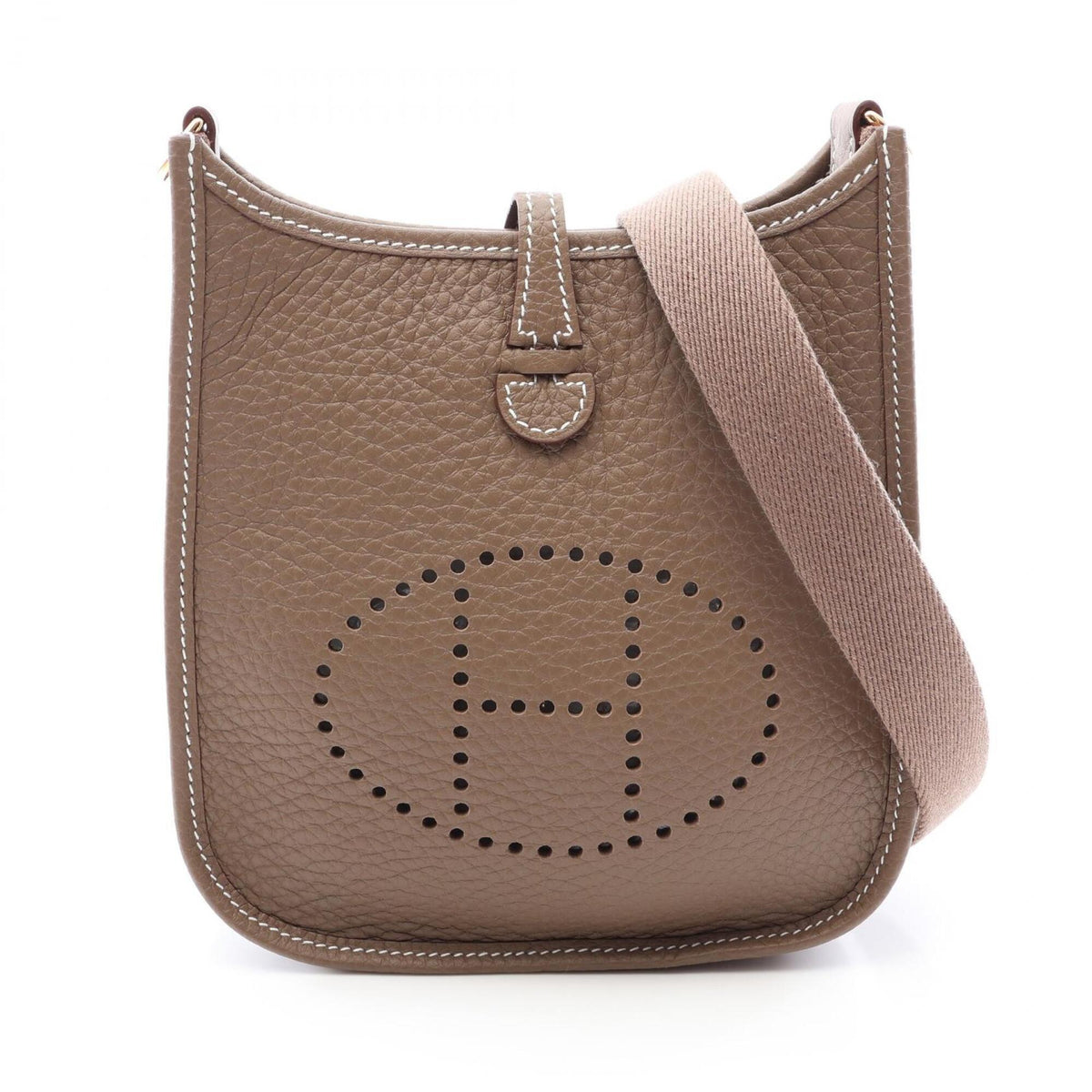 Hermes Etoupe Gray Taurillon Clemence Leather Handbag Shoulder Bag (Pre-Owned)