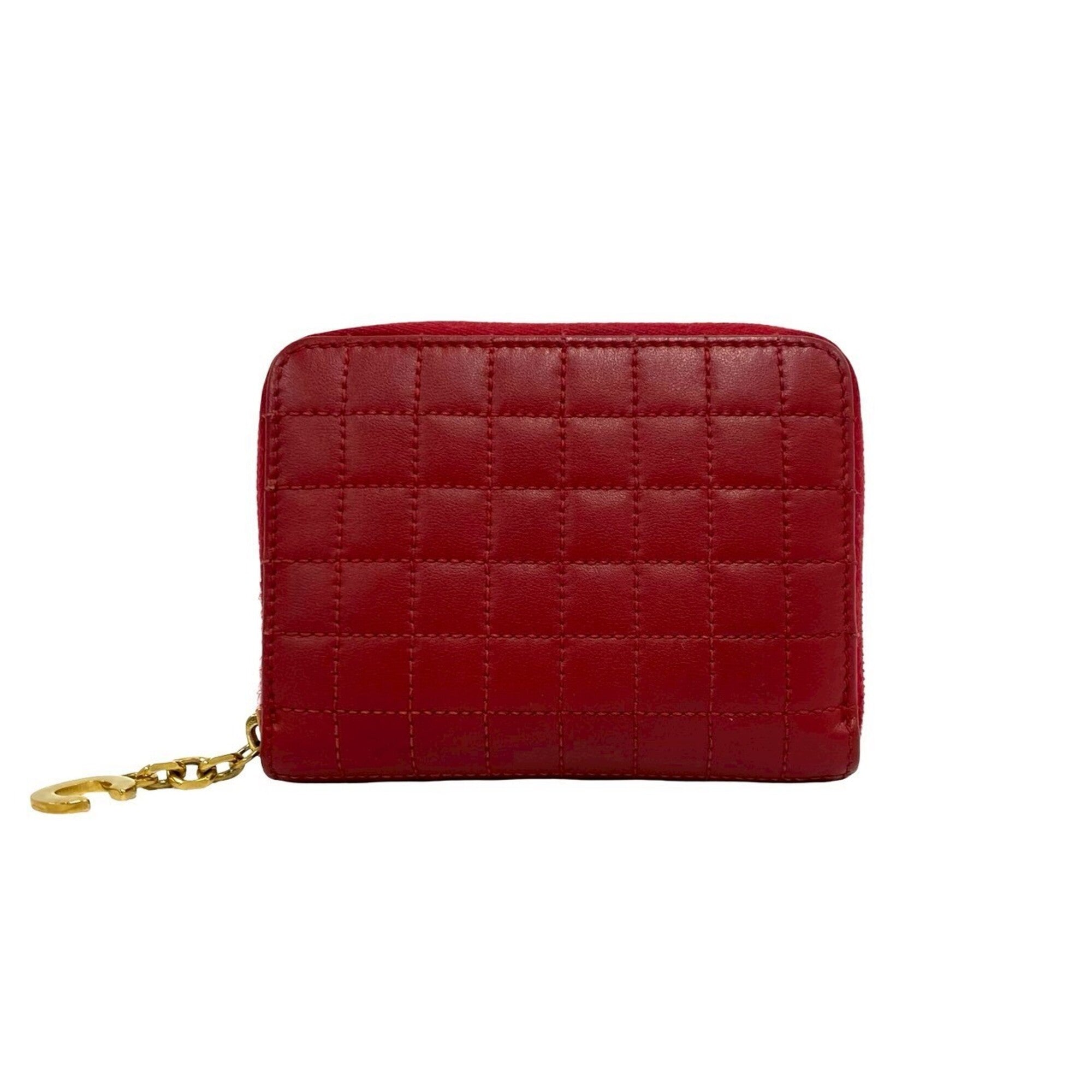 Celine Red Color Leather Wallet (Bi-Fold) (Pre-Owned)
