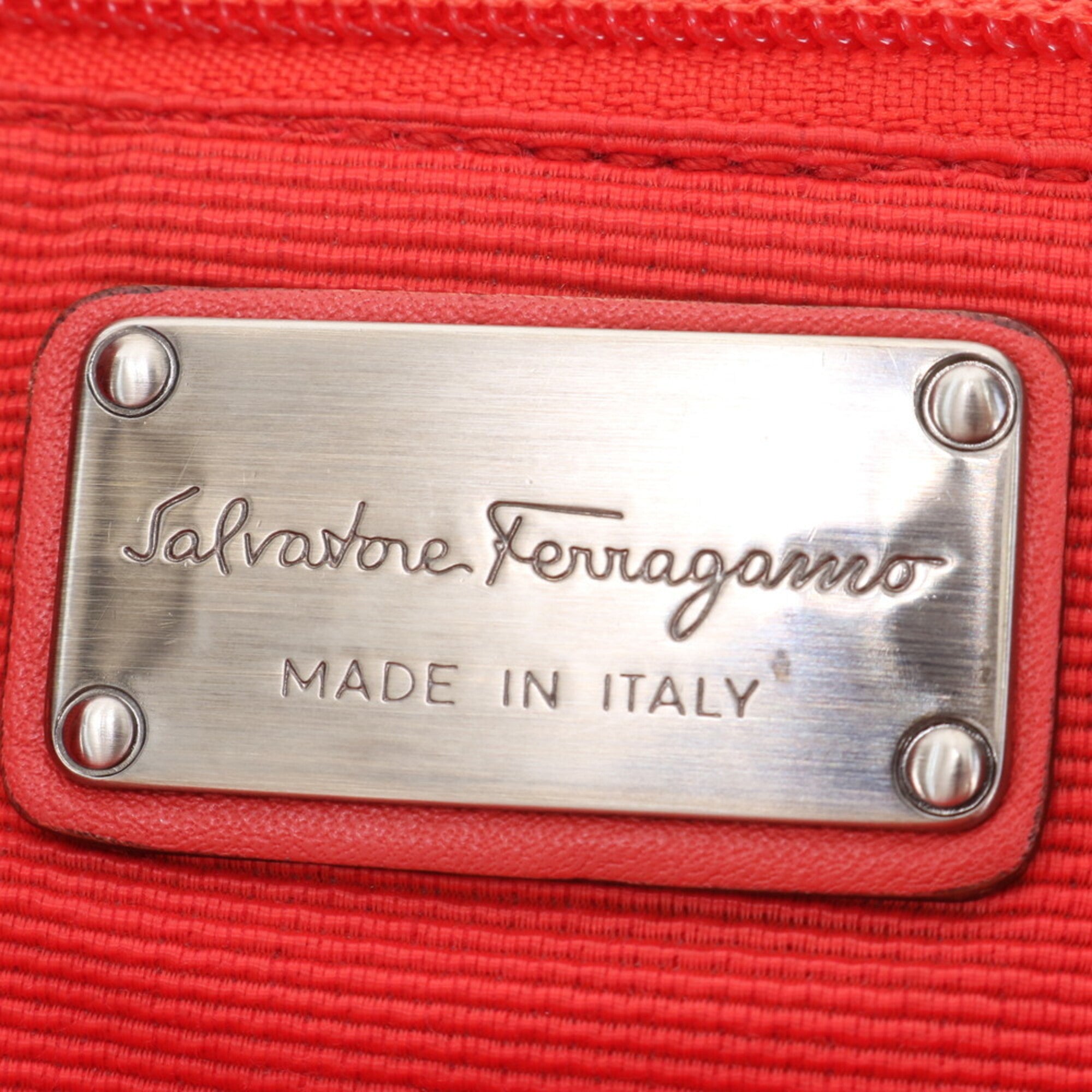 Salvatore Ferragamo Pink Purple Canvas Leather Handbag Shoulder Bag Tote Bag (Pre-Owned)