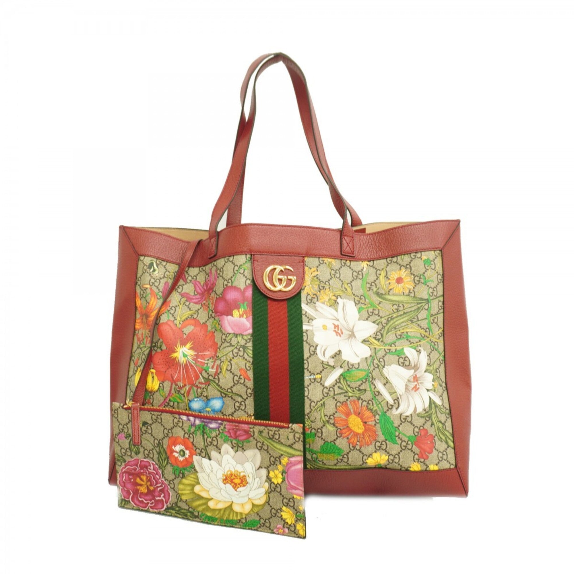 Gucci Multi-Color Red Color Pvc Tote Bag (Pre-Owned)