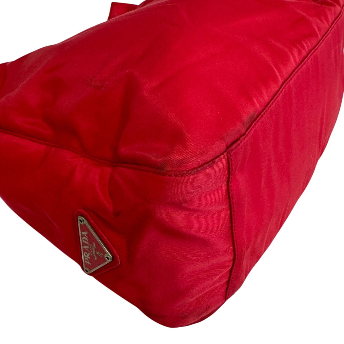 Prada Clear Red Color Nylon Plastic Shoulder Bag (Pre-Owned)