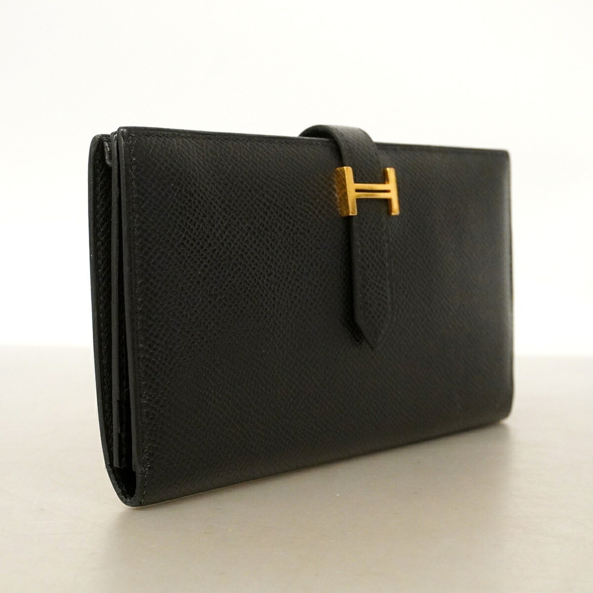 Hermes Black Epsom Leather Leather Long Wallet (Bi-Fold) (Pre-Owned)