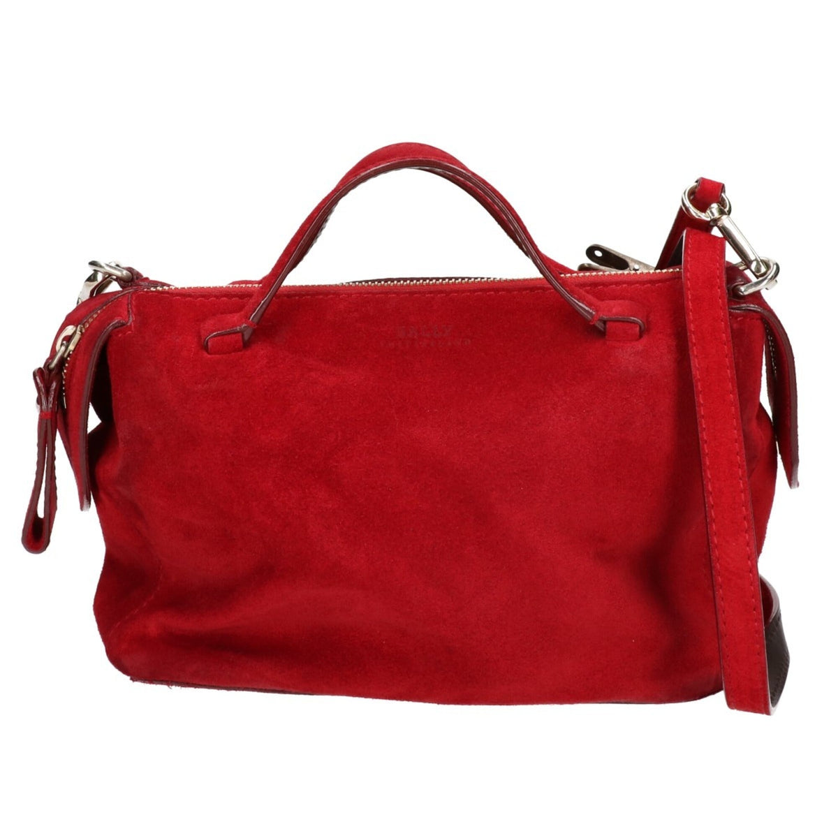 Bally Red Color Suede Handbag (Pre-Owned)
