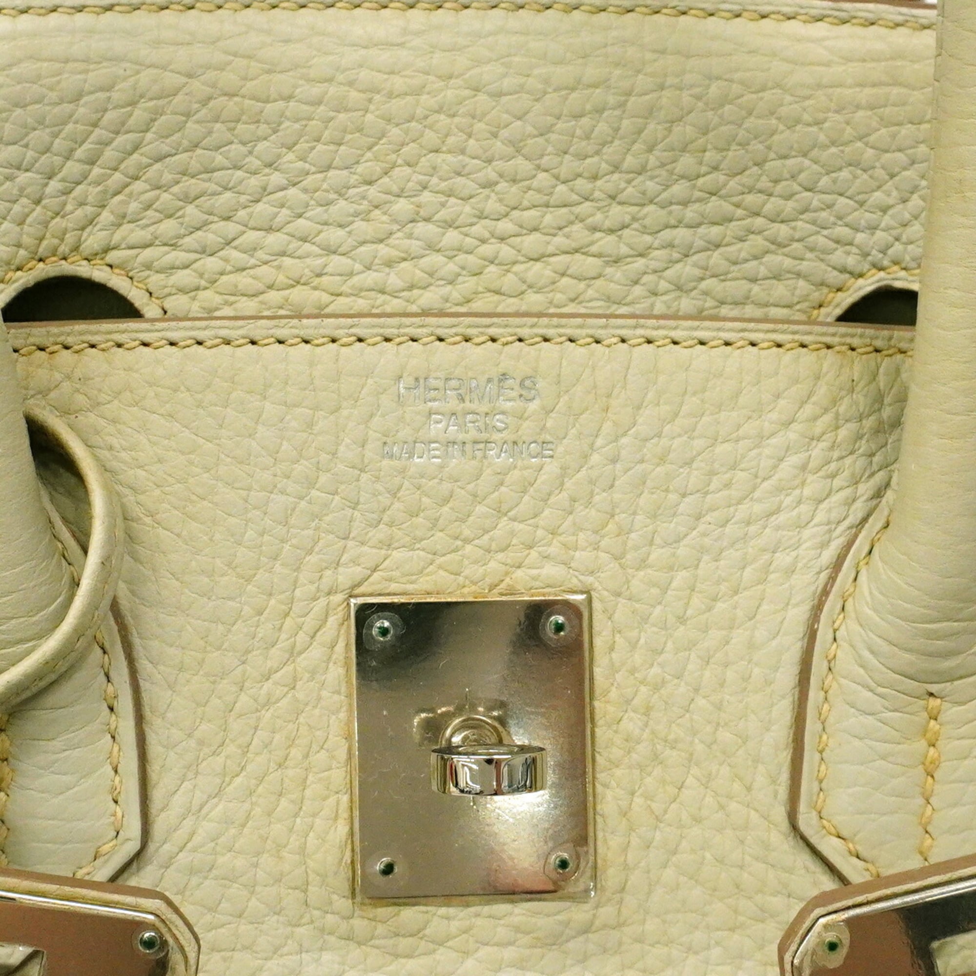 Hermes Gray Taurillon Clemence Leather Handbag (Pre-Owned)
