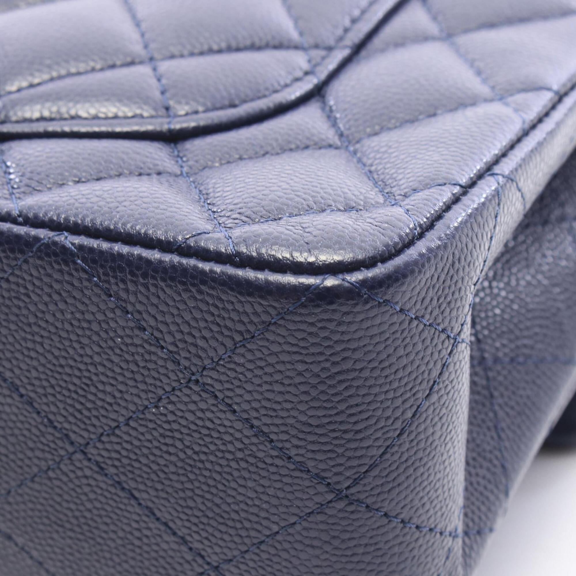 Chanel Navy Grained Calfskin Handbag Shoulder Bag (Pre-Owned)