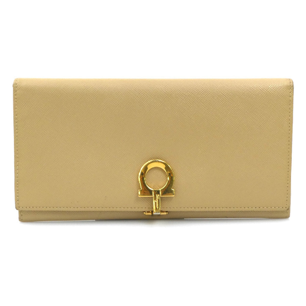 Salvatore Ferragamo Beige Leather Long Wallet (Bi-Fold) (Pre-Owned)