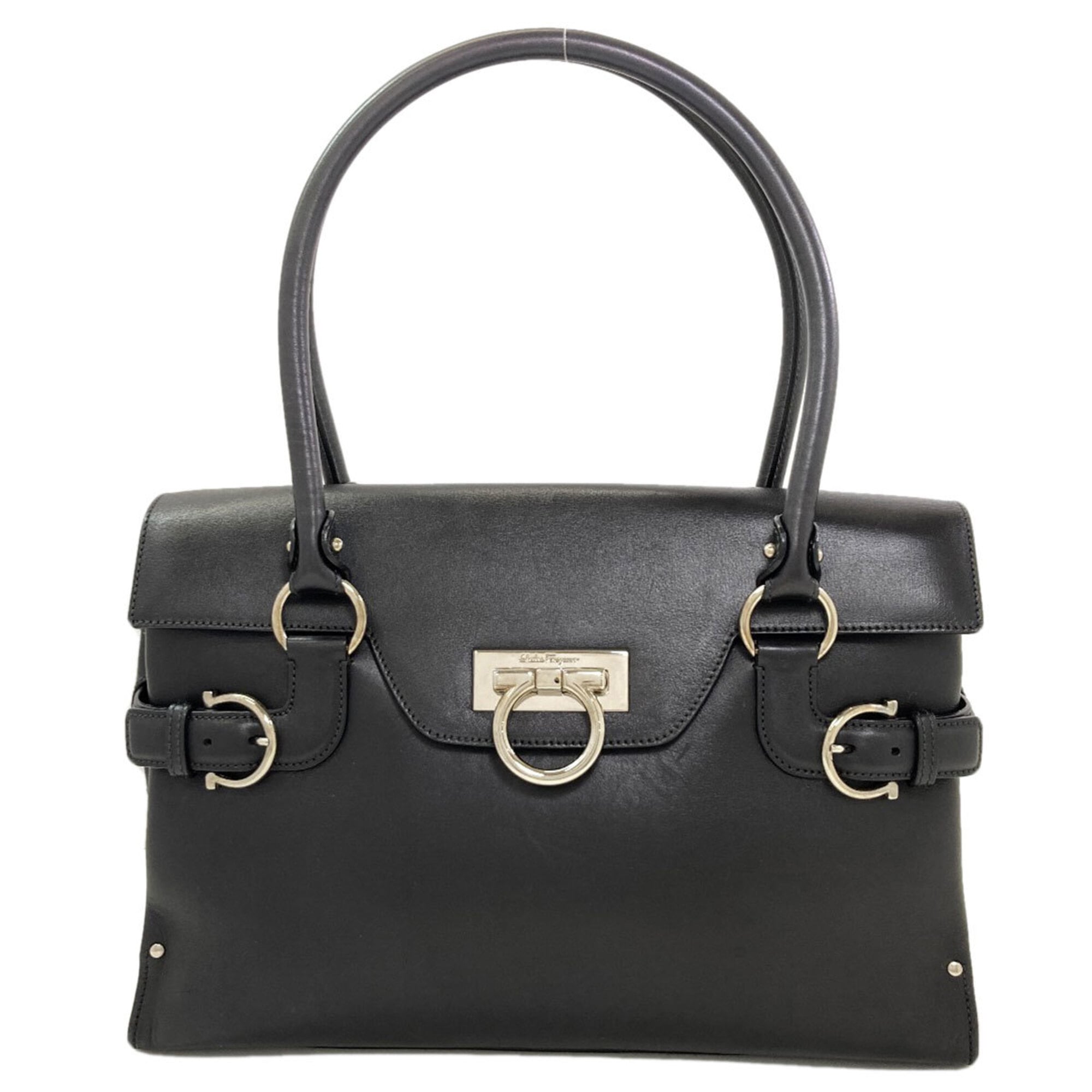 Salvatore Ferragamo Black Leather Tote Bag (Pre-Owned)
