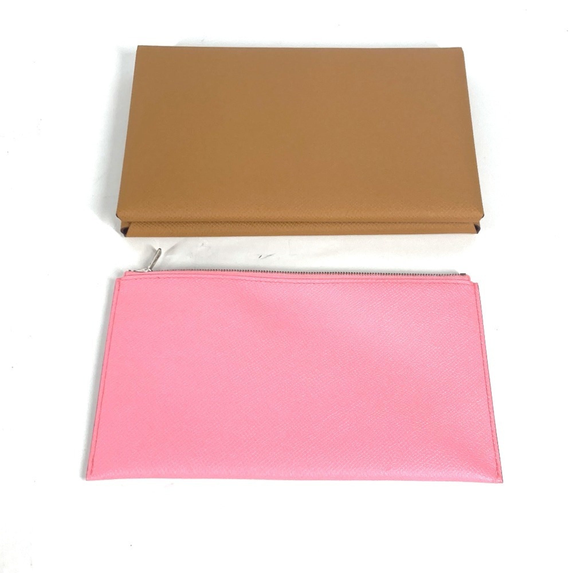 Hermes Brown Pink Epsom Leather Clutch Bag (Pre-Owned)