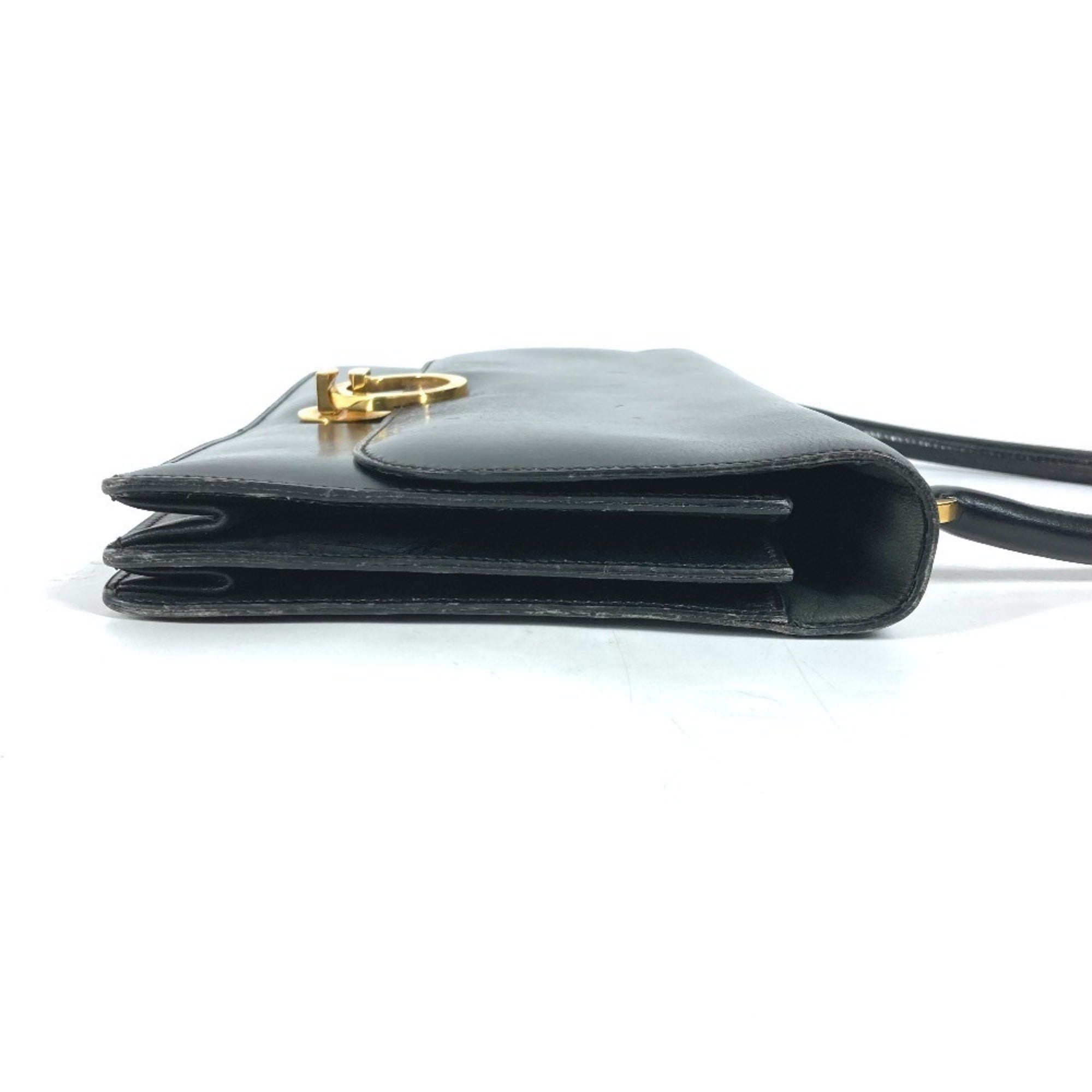 Hermes Black Box Calf Leather Handbag Shoulder Bag (Pre-Owned)