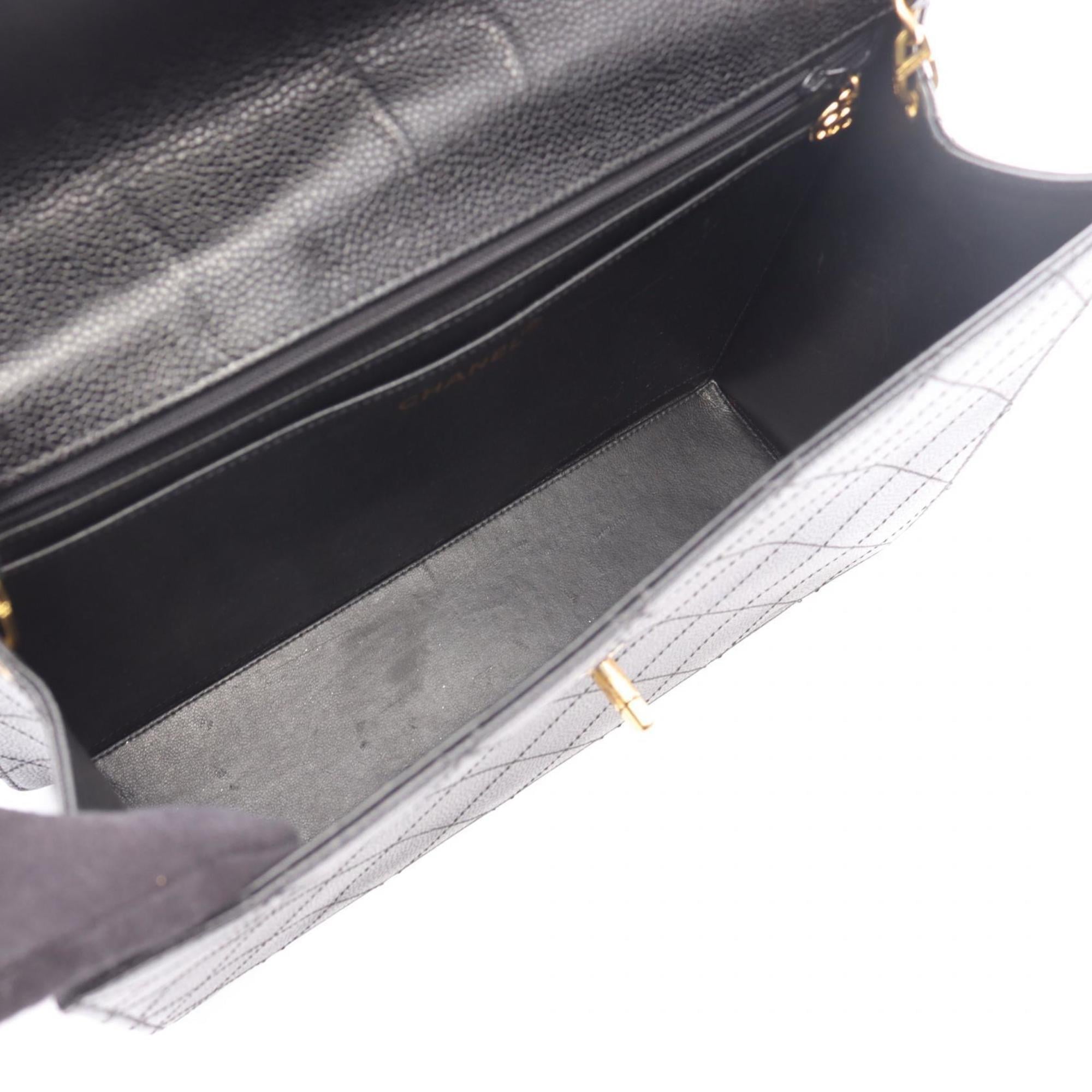 Chanel Black Grained Calfskin Handbag Shoulder Bag (Pre-Owned)