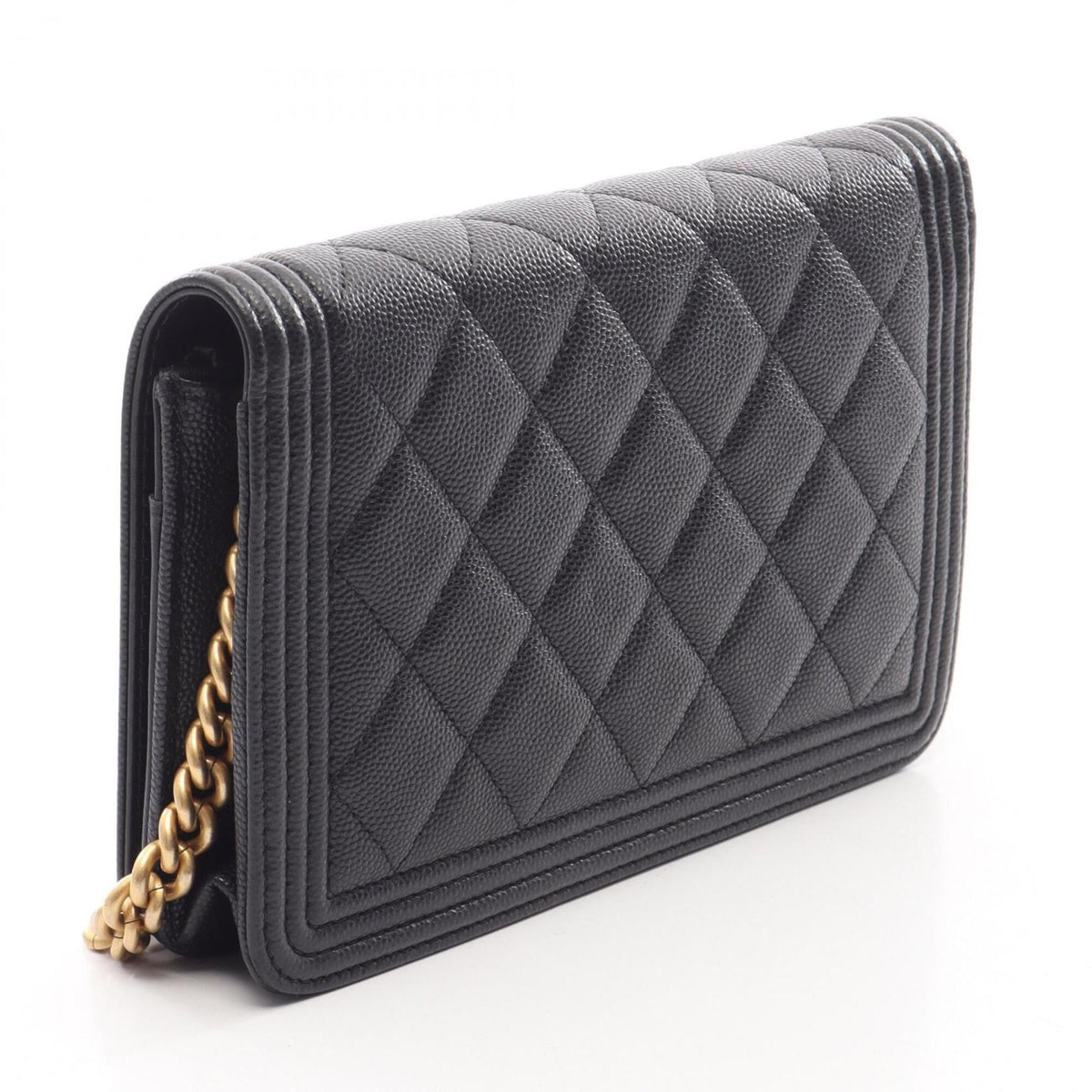 Chanel Black Grained Calfskin Handbag Shoulder Bag (Pre-Owned)