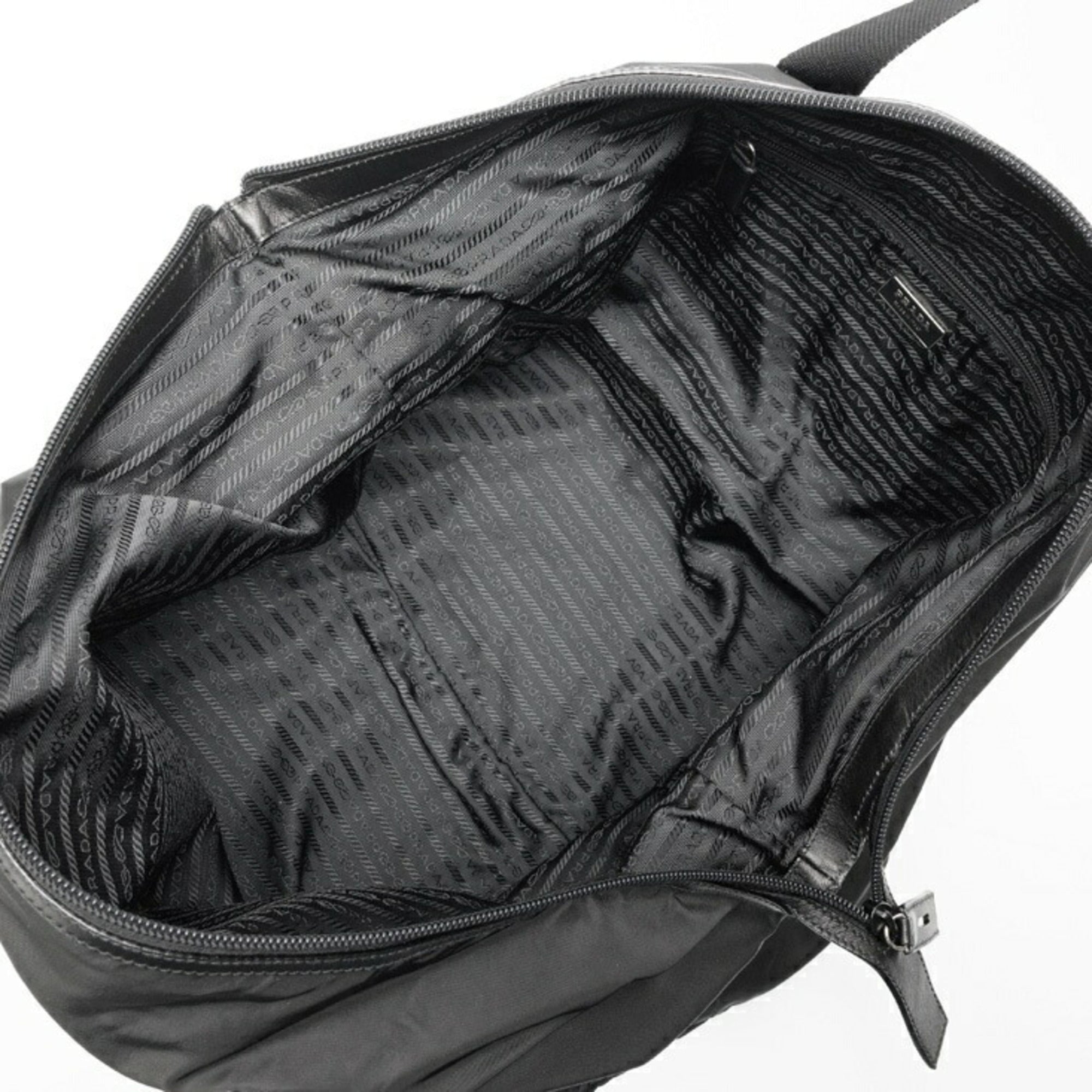 Prada Black Fabric Leather Boston Bag (Pre-Owned)