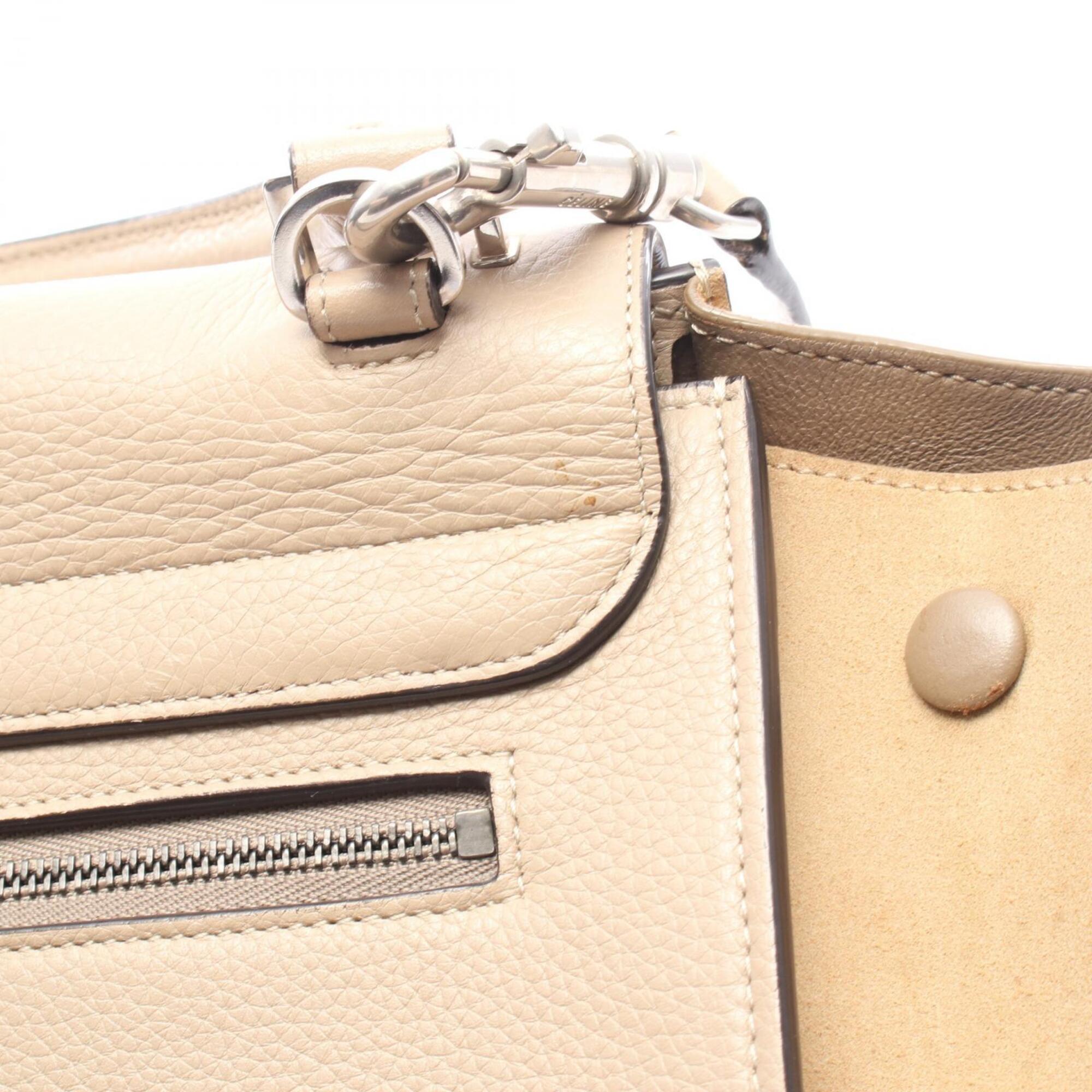 Celine Beige Brown Leather Suede Handbag (Pre-Owned)