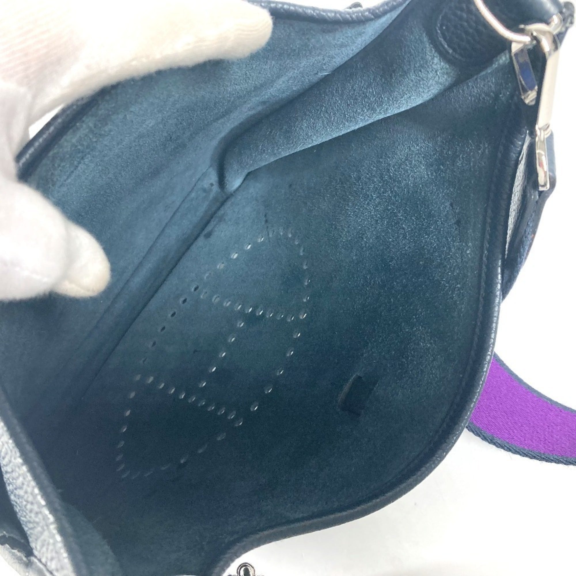 Hermes Navy Taurillon Clemence Leather Shoulder Bag (Pre-Owned)