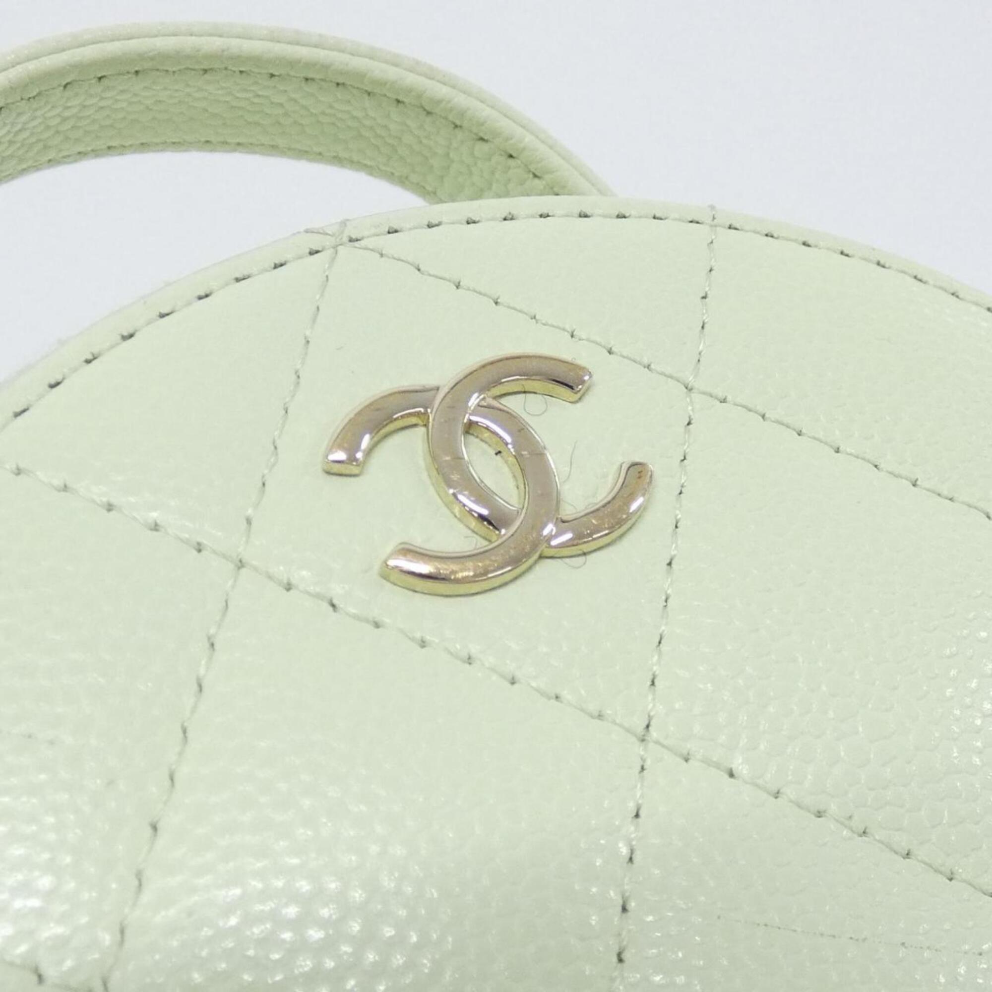 Chanel Light Green Grained Calfskin Shoulder Bag (Pre-Owned)
