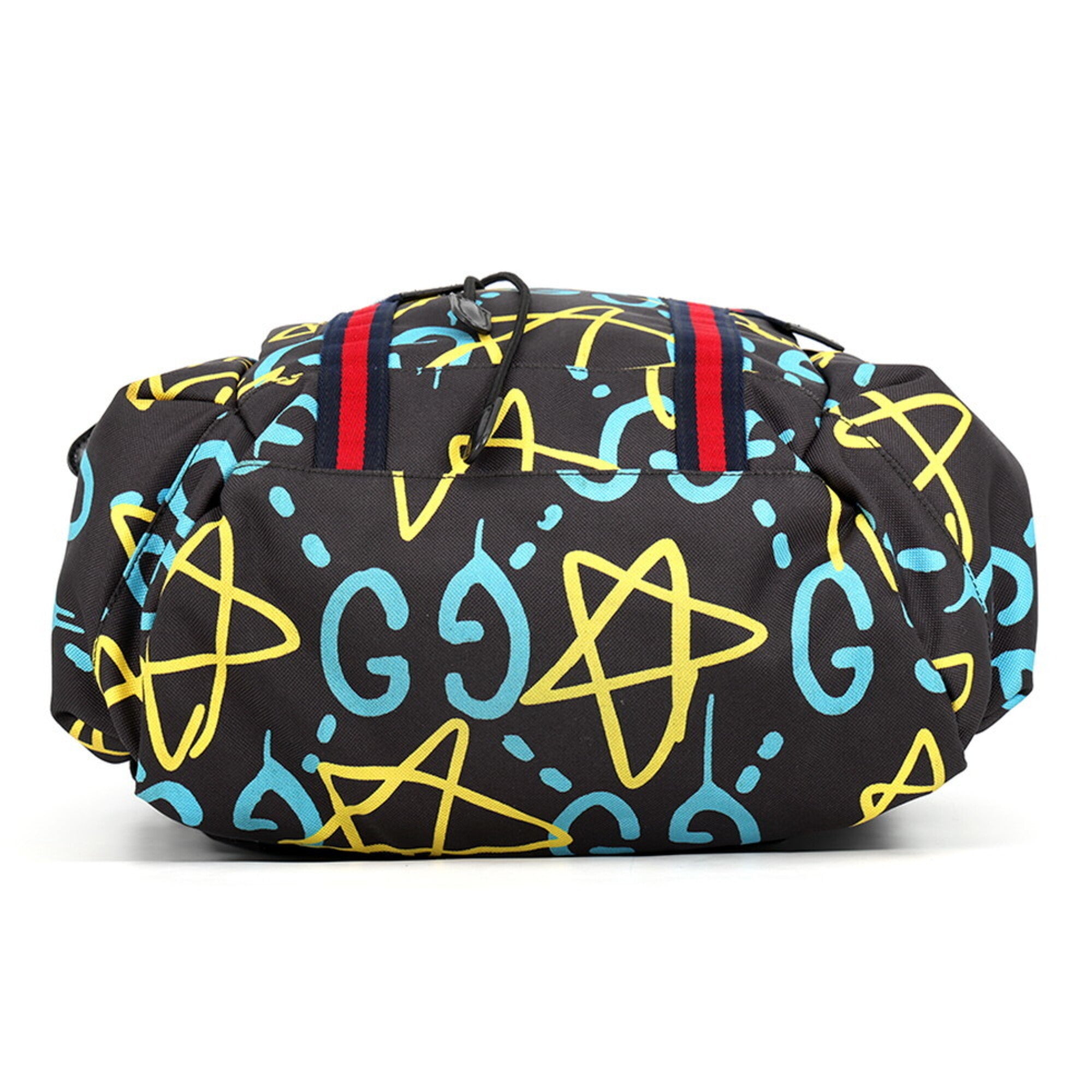 Gucci Black Multi-Color Nylon Canvas Backpack Handbag (Pre-Owned)