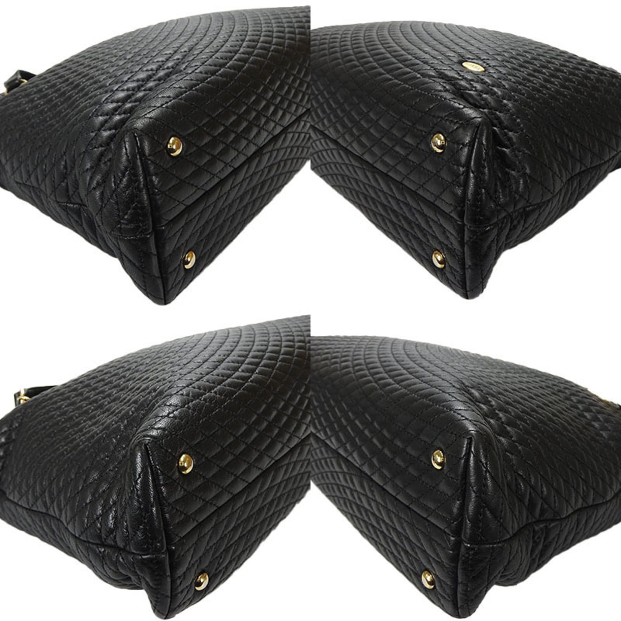 Bally Black Leather Shoulder Bag Tote Bag (Pre-Owned)