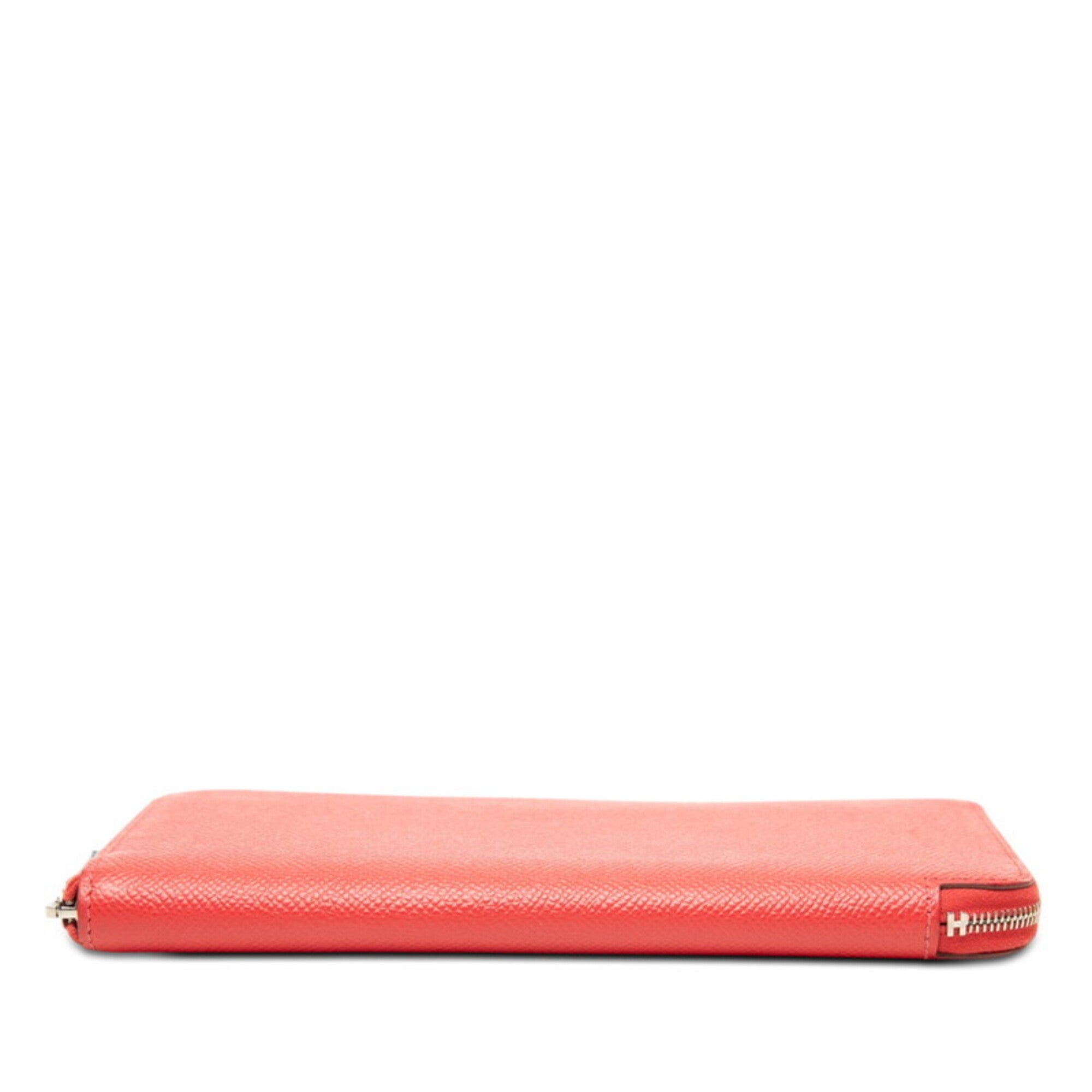 Hermes Silk'in Red Color Epsom Leather Long Wallet (Bi-Fold) (Pre-Owned)