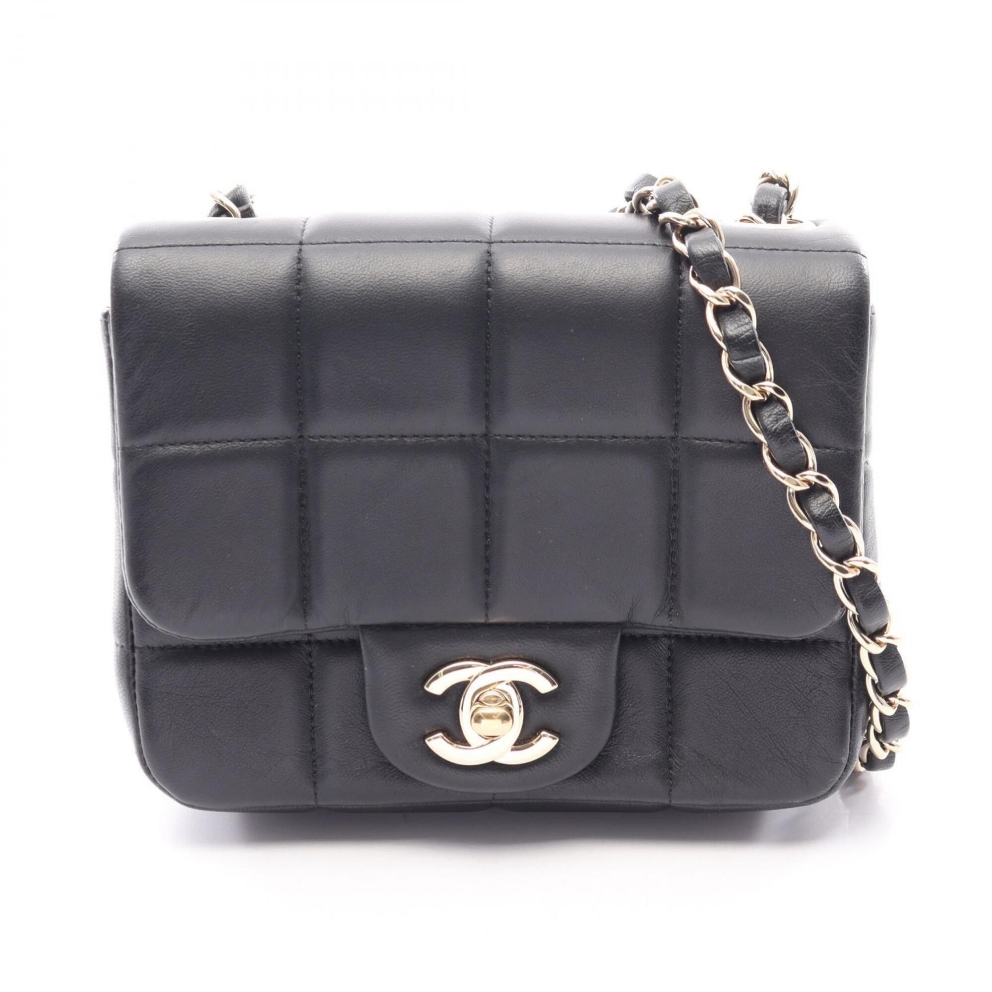 Chanel Chocolate Bar Black Leather Handbag Shoulder Bag (Pre-Owned)