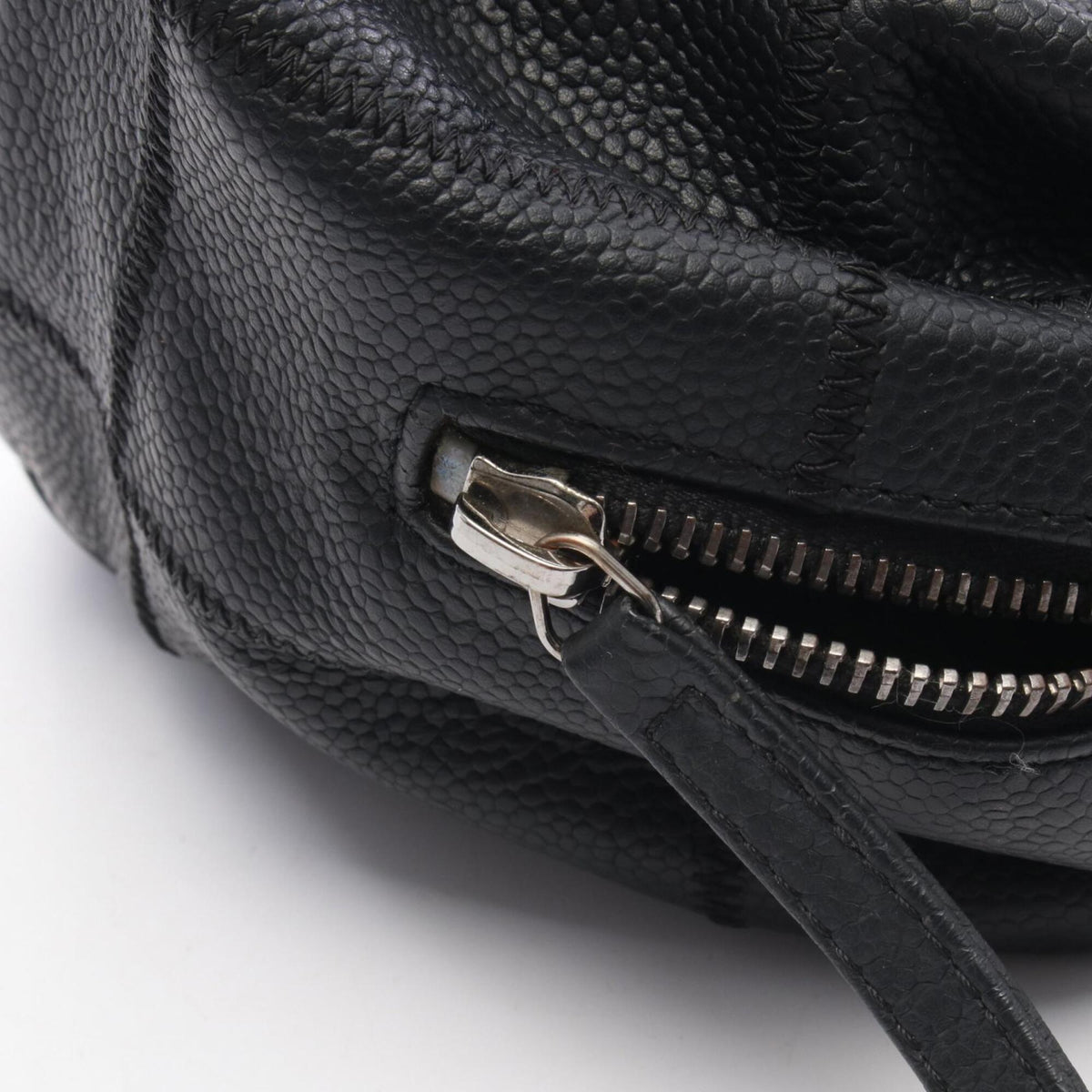 Chanel Black Grained Calfskin Boston Bag Handbag (Pre-Owned)