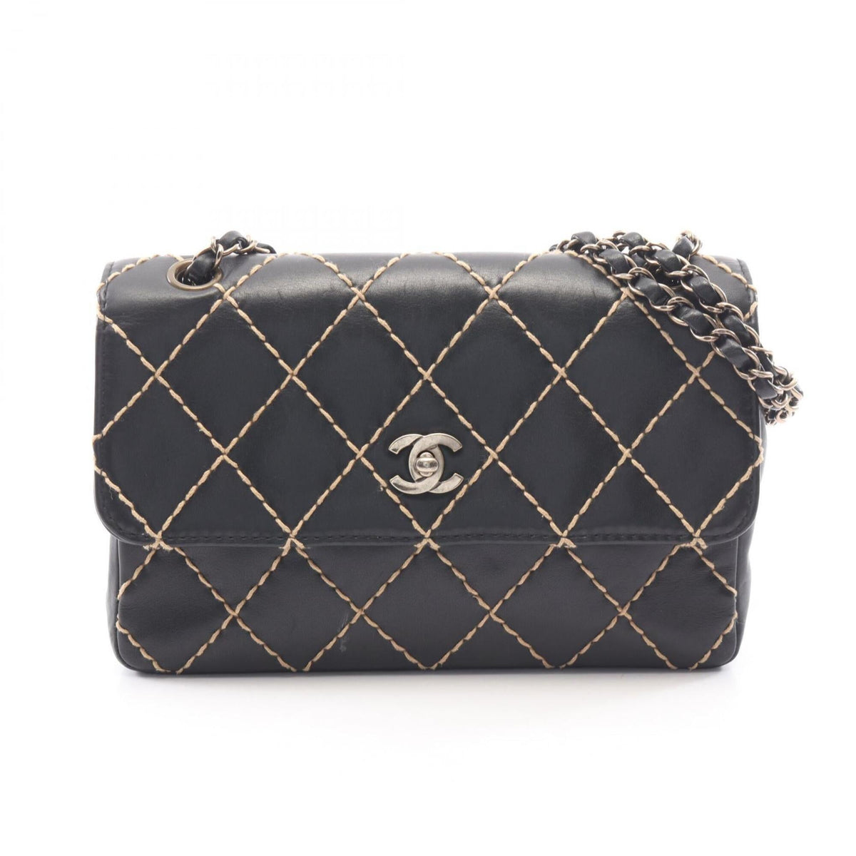 Chanel Black Leather Handbag Shoulder Bag (Pre-Owned)