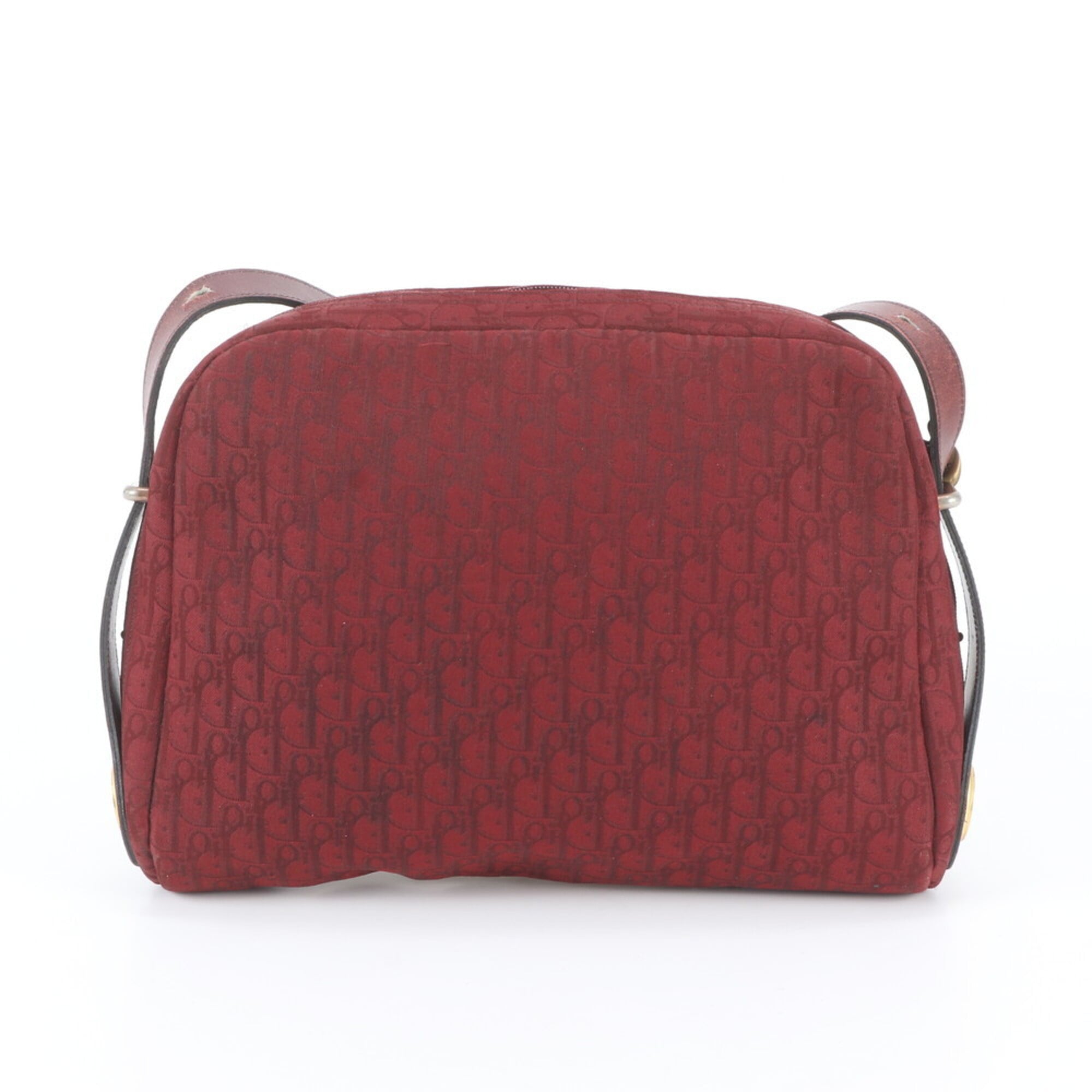 Christian Dior Red Color Wine Leather Canvas Crossbody Bag Shoulder Bag (Pre-Owned)