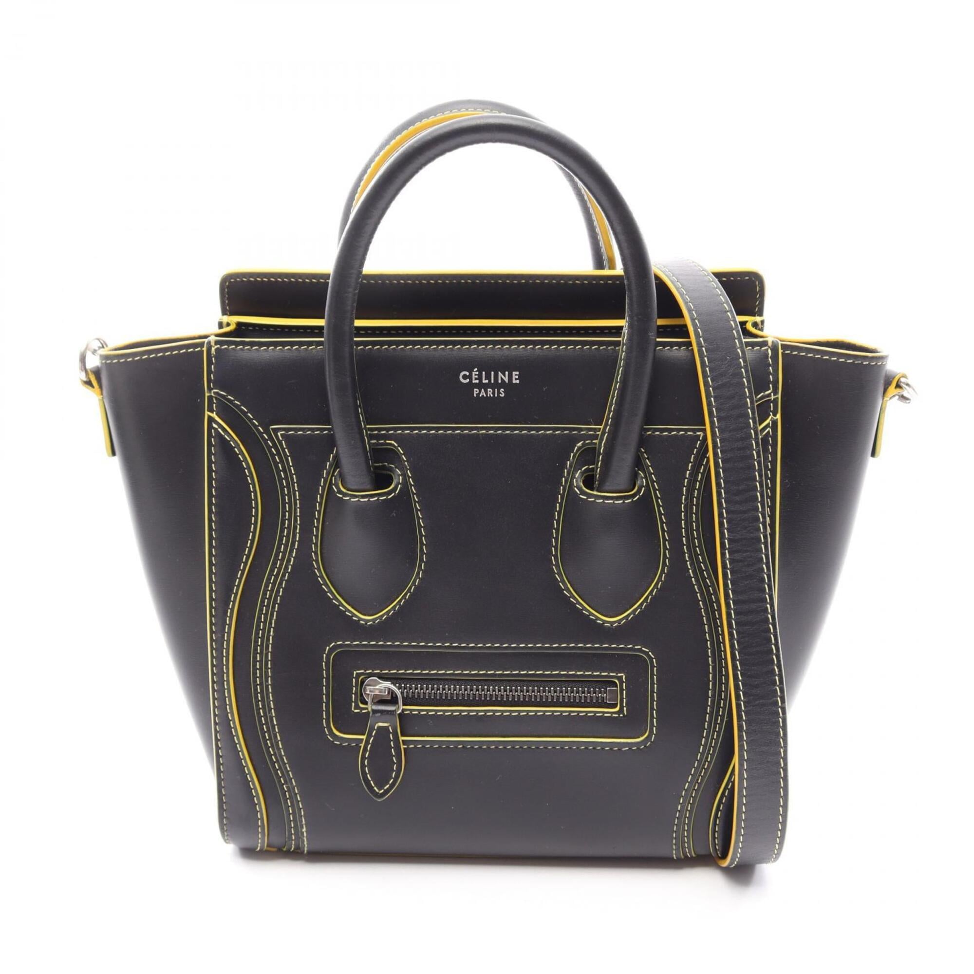 Celine Black Yellow Leather Handbag (Pre-Owned)