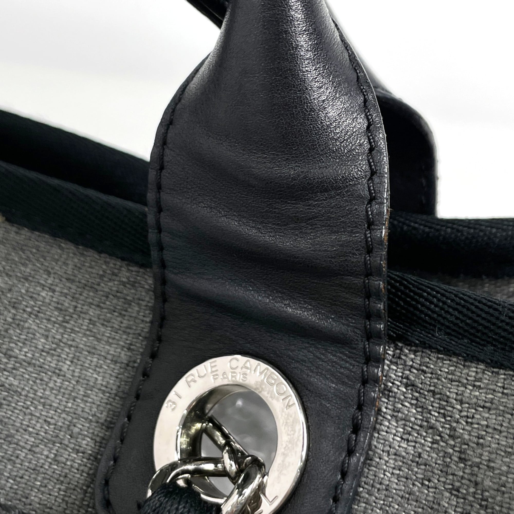 Chanel Gray Canvas Tote Bag (Pre-Owned)