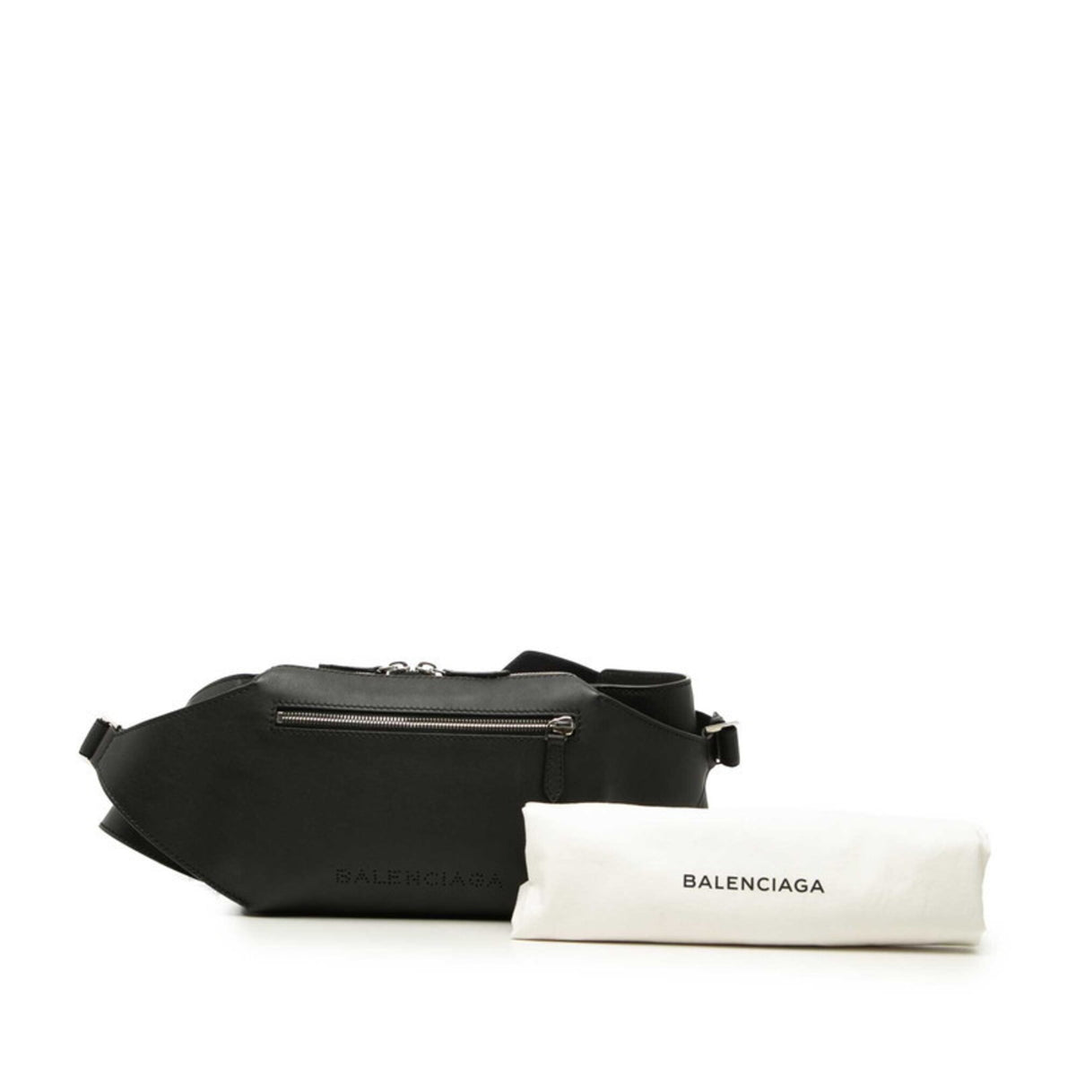 Balenciaga Black Leather Fanny Pack Sling Bag (Pre-Owned)
