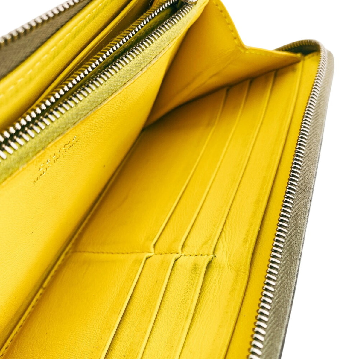 Celine Gray Yellow Leather Long Wallet (Bi-Fold) (Pre-Owned)