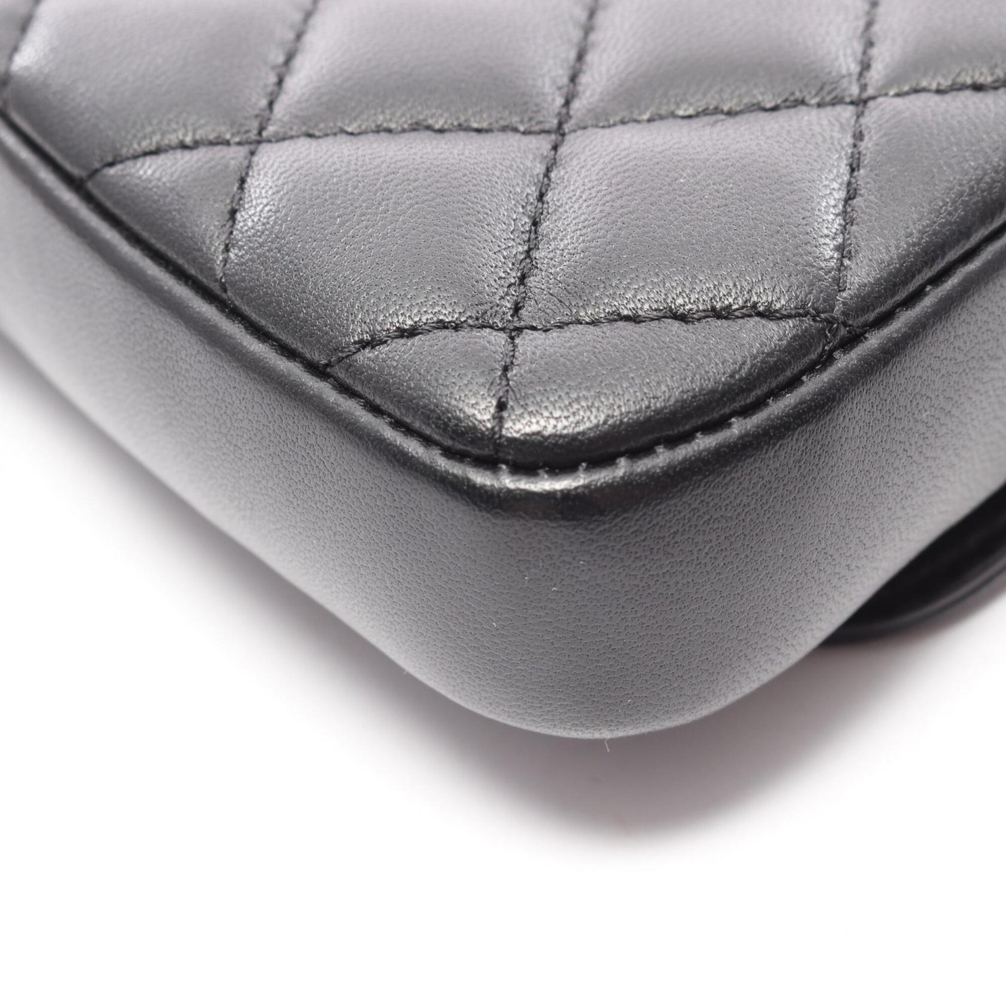 Chanel Matelasse Black Leather Handbag Shoulder Bag (Pre-Owned)