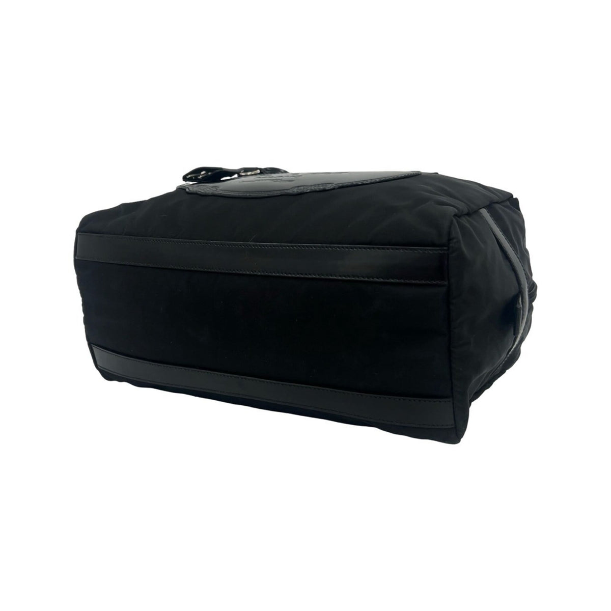 Prada Black Nylon Patent Leather Boston Bag Shoulder Bag (Pre-Owned)