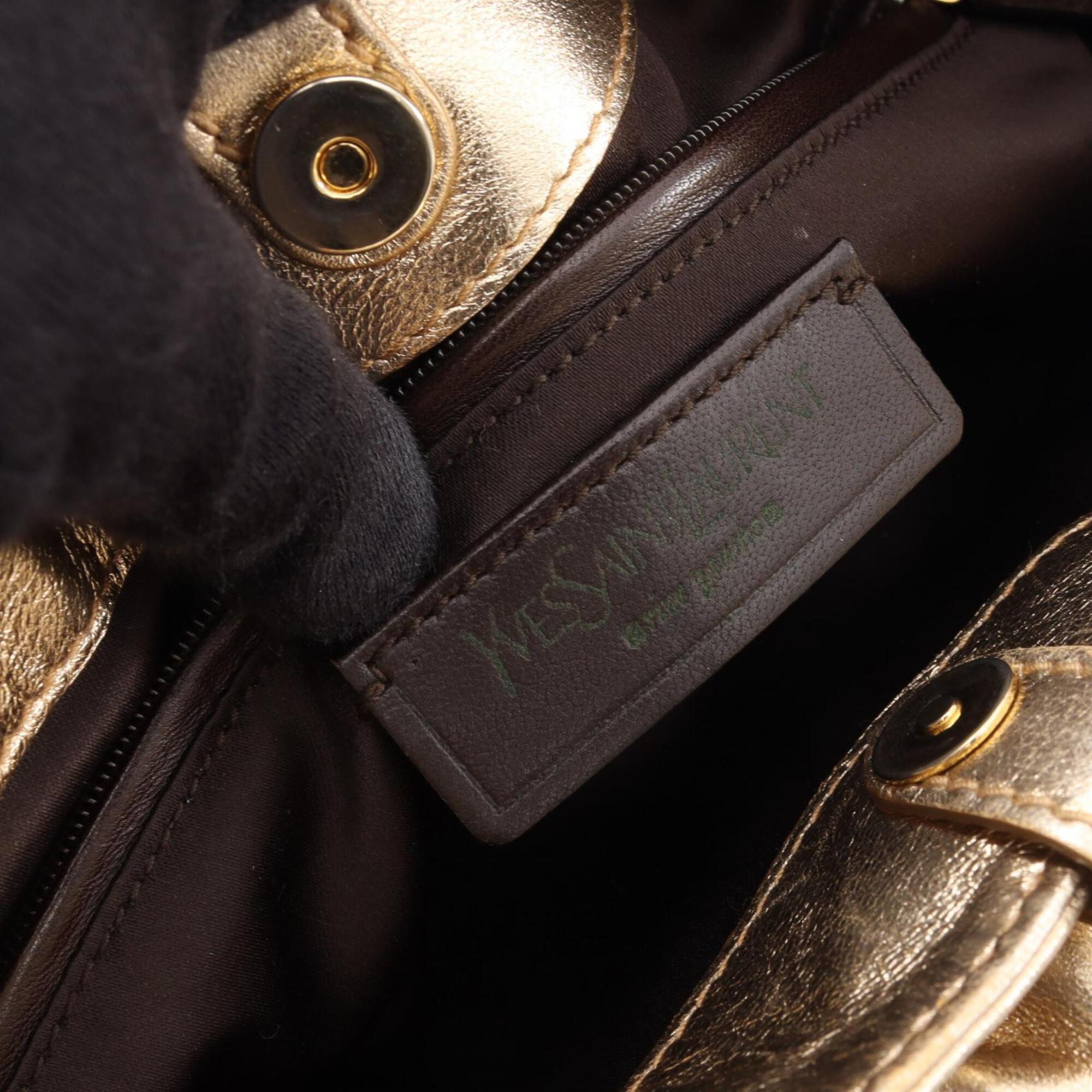 Yves Saint Laurent Gold Leather Handbag Shoulder Bag (Pre-Owned)