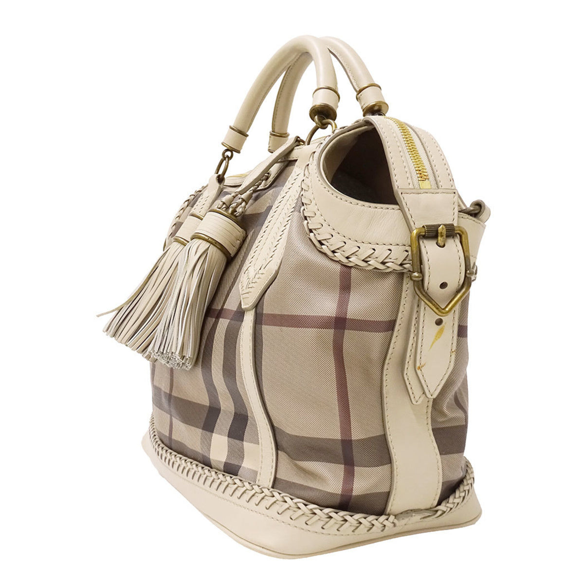 Burberry Beige Leather Handbag Shoulder Bag (Pre-Owned)