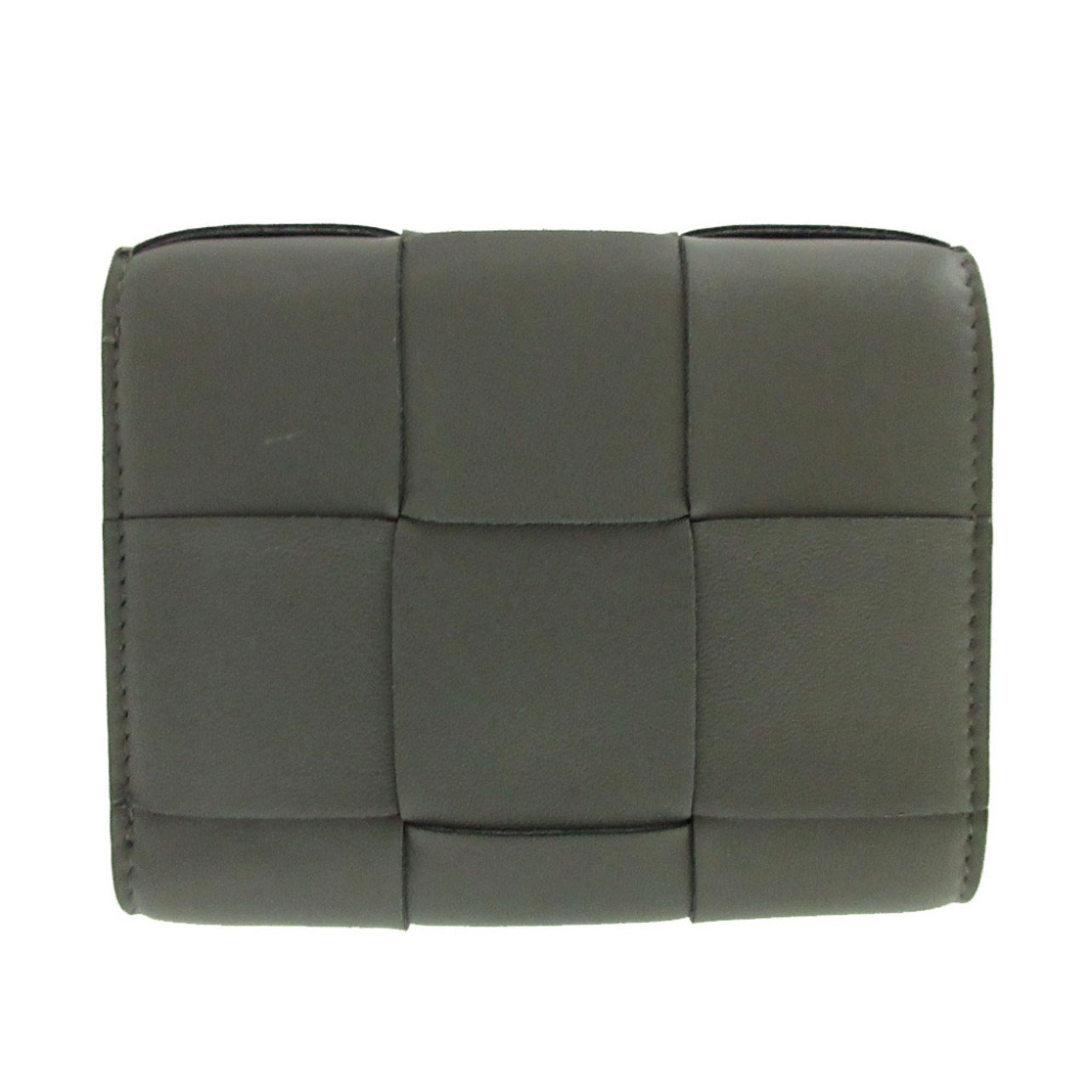 Bottega Veneta Gray Leather Wallet (Tri-Fold) (Pre-Owned)