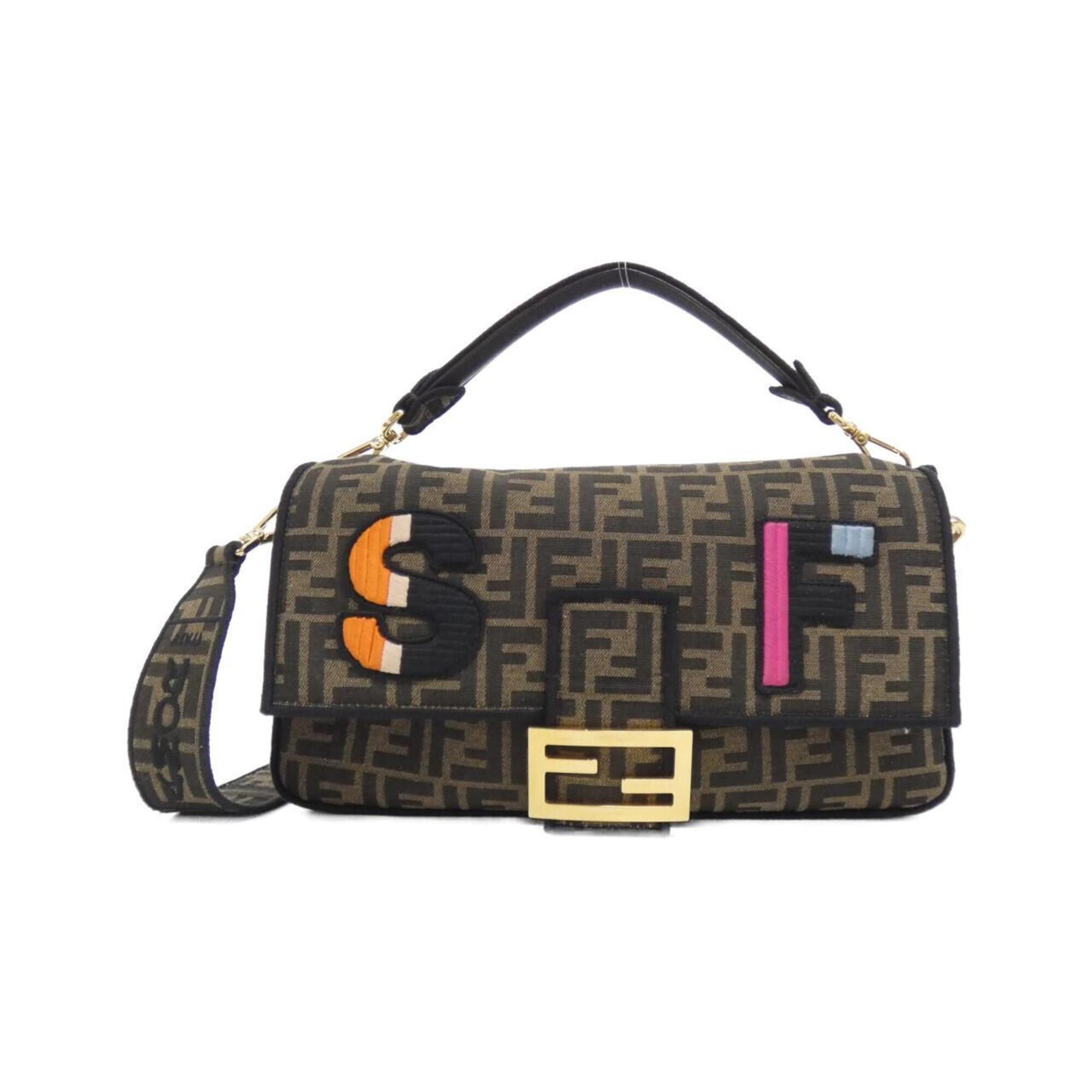 Fendi Brown Multi-Color Nylon Shoulder Bag (Pre-Owned)