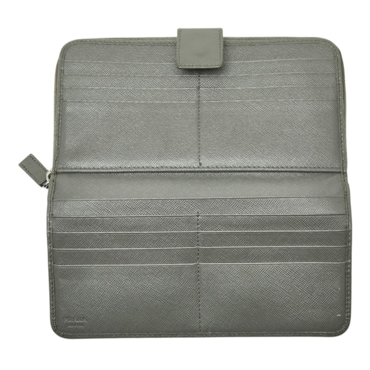 Prada Gray Saffiano Triangle Leather Long Wallet (Bi-Fold) (Pre-Owned)