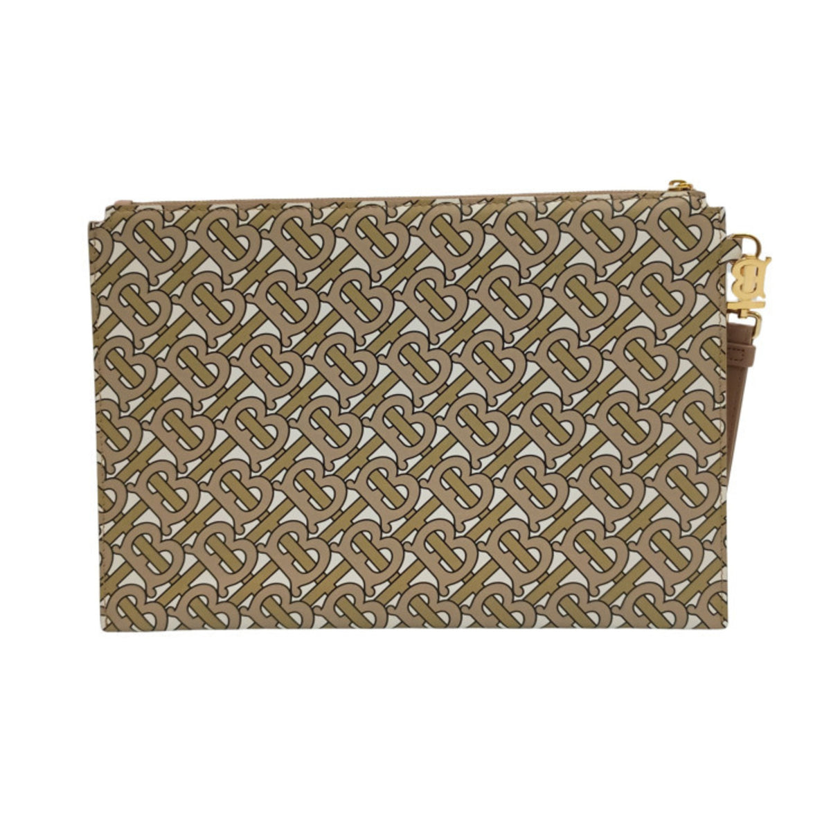 Burberry Beige Canvas Clutch Bag Handbag (Pre-Owned)