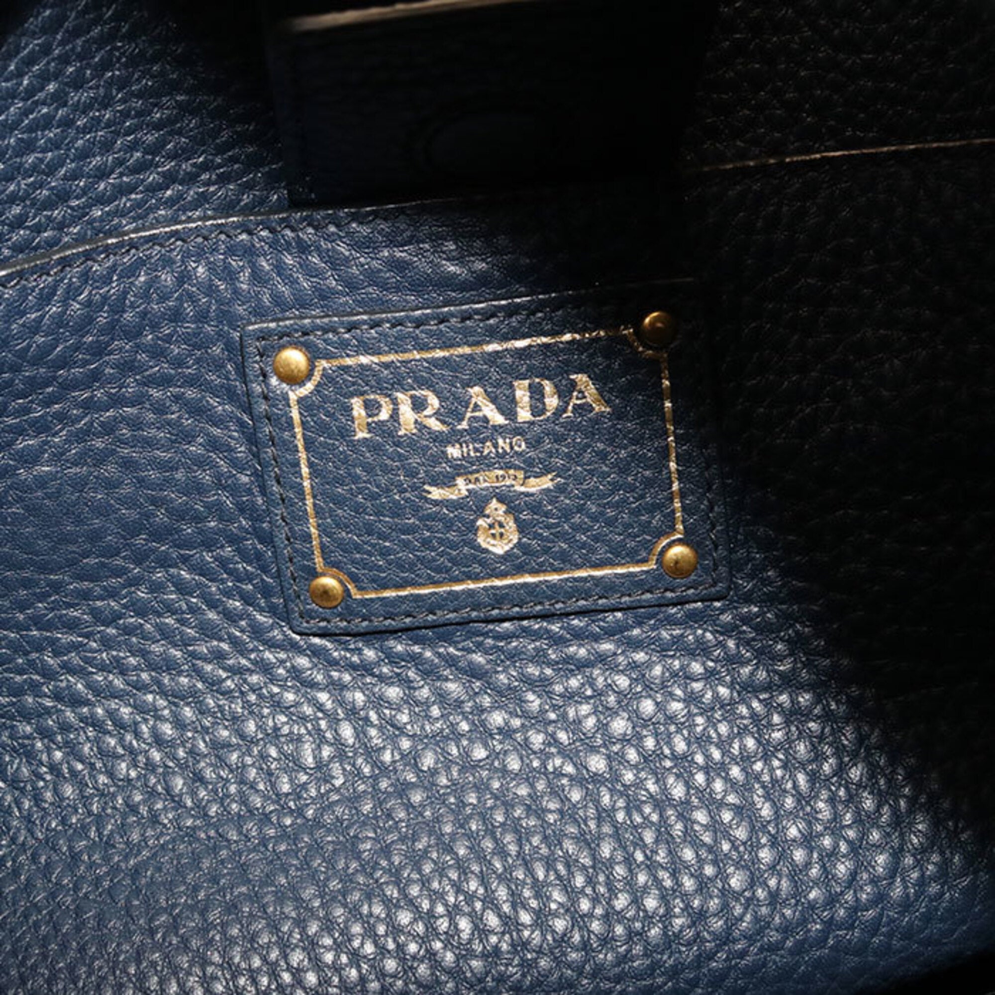 Prada Navy Leather Shoulder Bag (Pre-Owned)