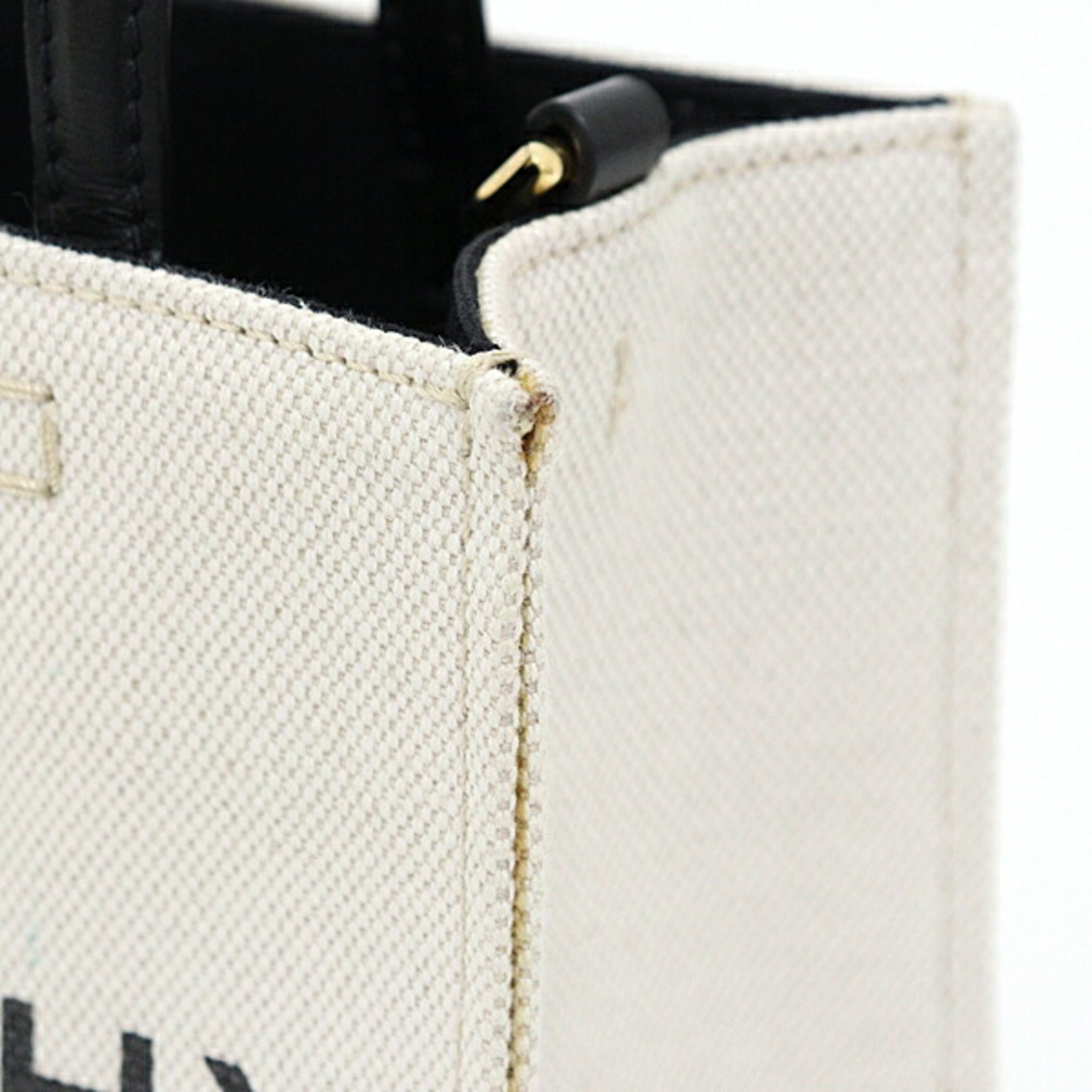 Givenchy Beige Black Linen Cotton Canvas Leather Tote Bag (Pre-Owned)