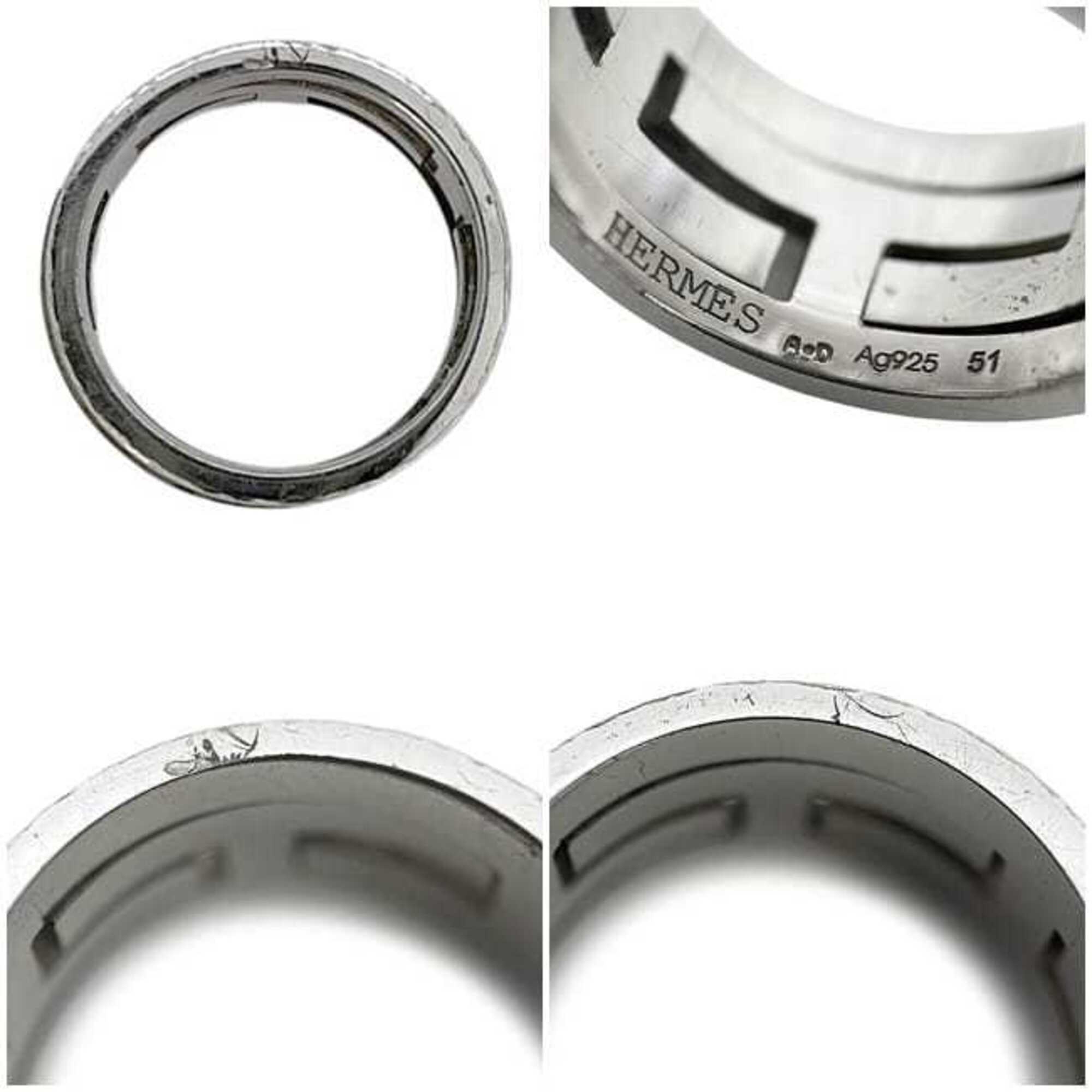 Hermes Silver Pink Silver 925 Band Ring (Pre-Owned)