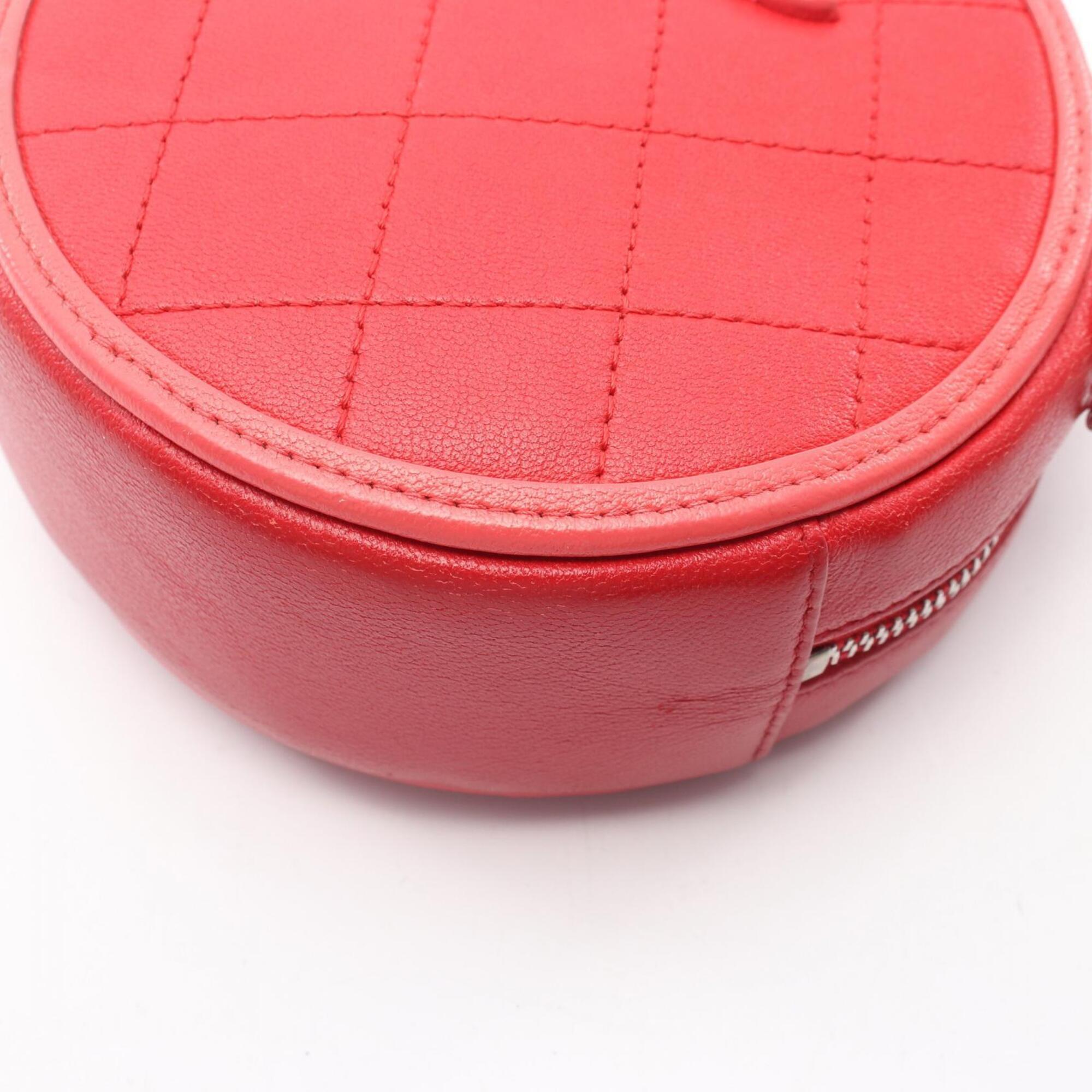 Chanel Pink Red Color Leather Handbag Shoulder Bag (Pre-Owned)
