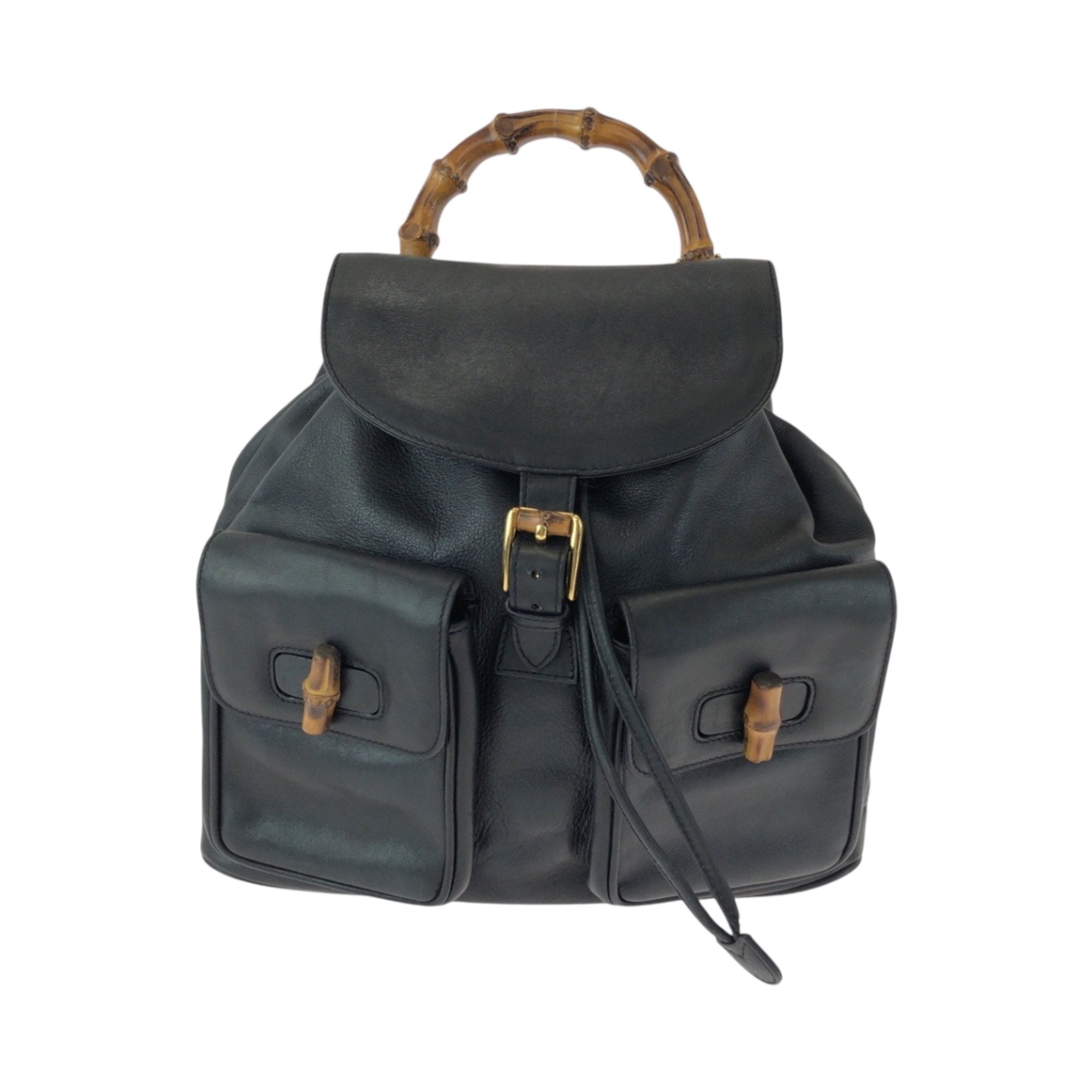 Gucci Black Brown Leather Backpack (Pre-Owned)