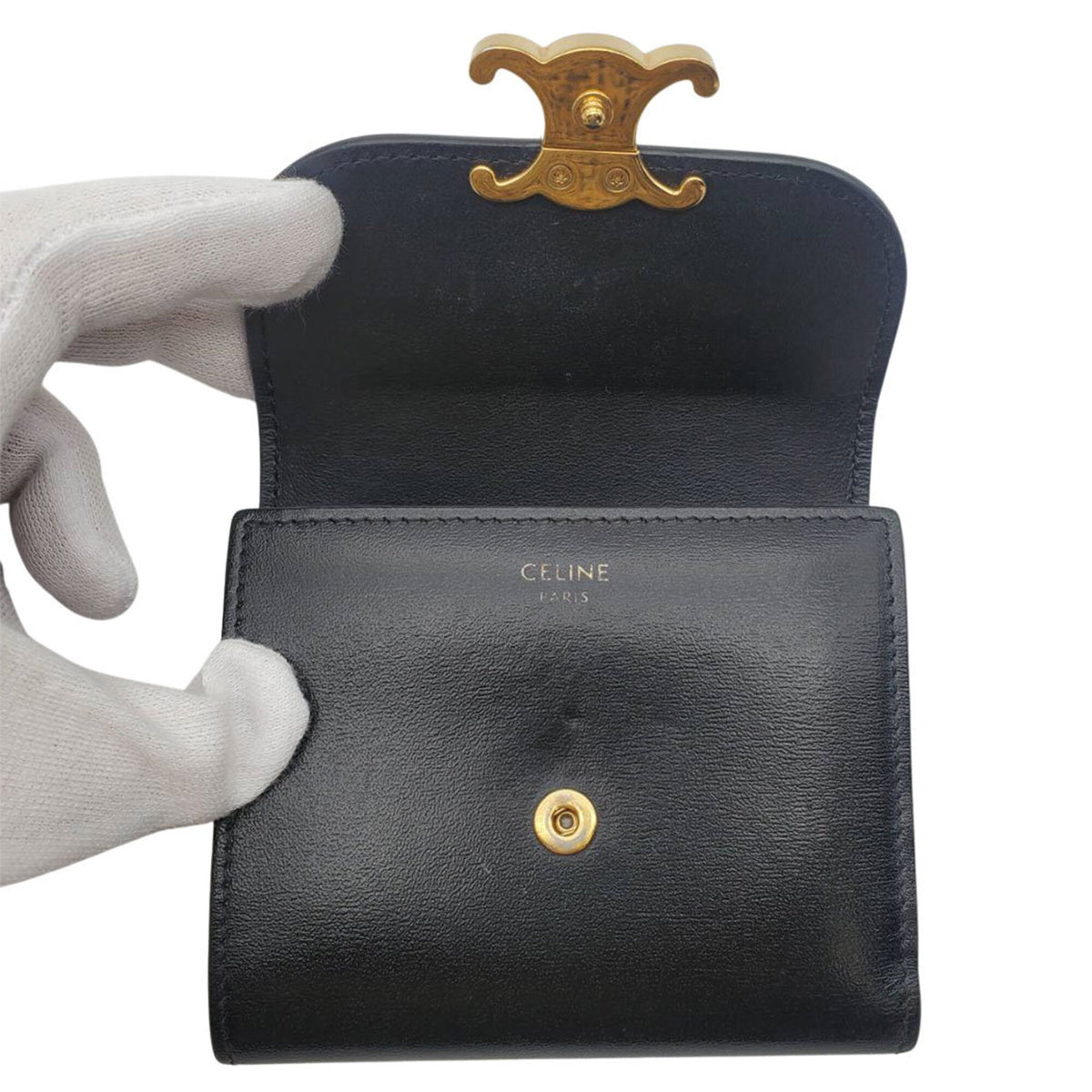 Celine Black Leather Wallet (Bi-Fold) (Pre-Owned)
