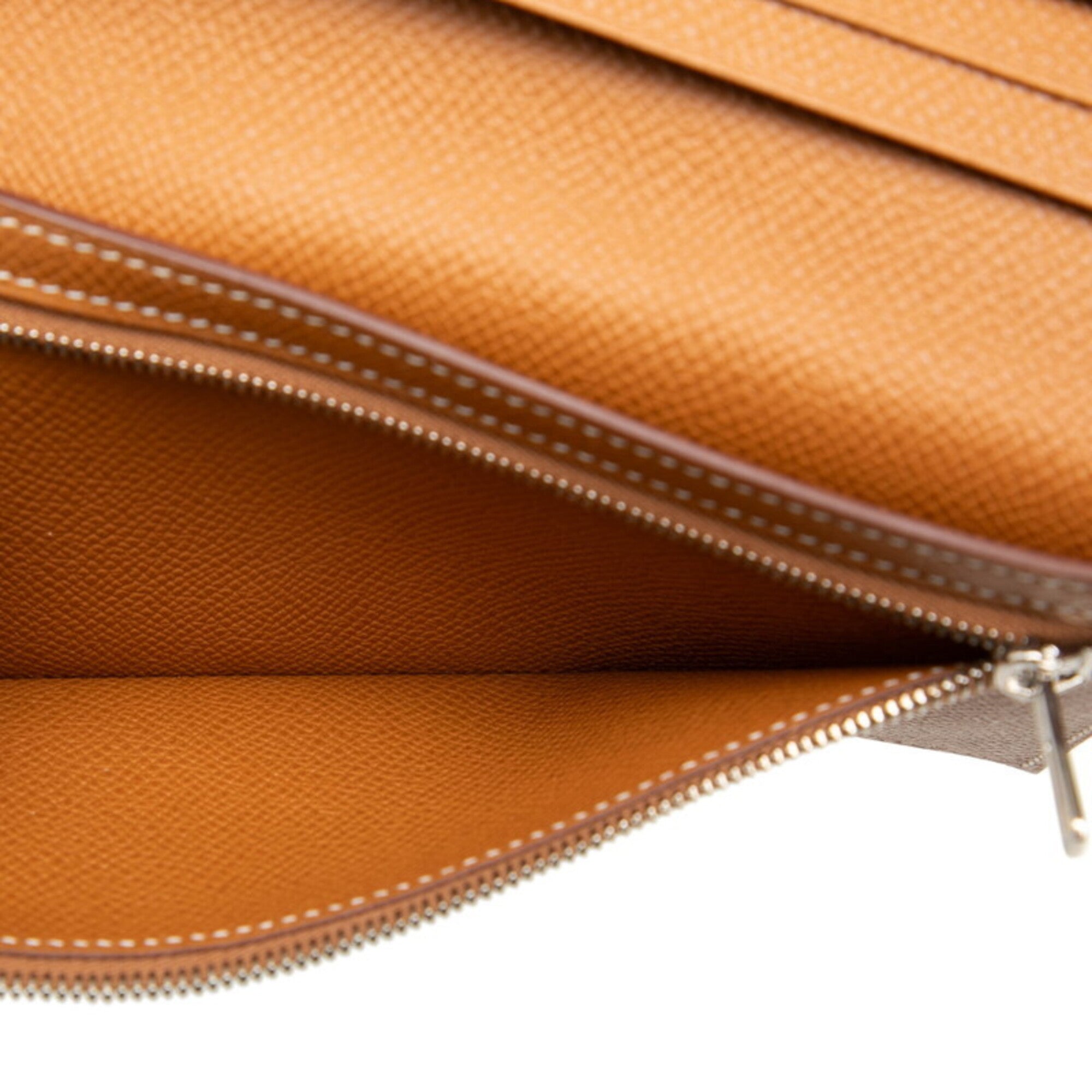 Hermes Silver Brown Cognac Epsom Leather Long Wallet (Bi-Fold) (Pre-Owned)