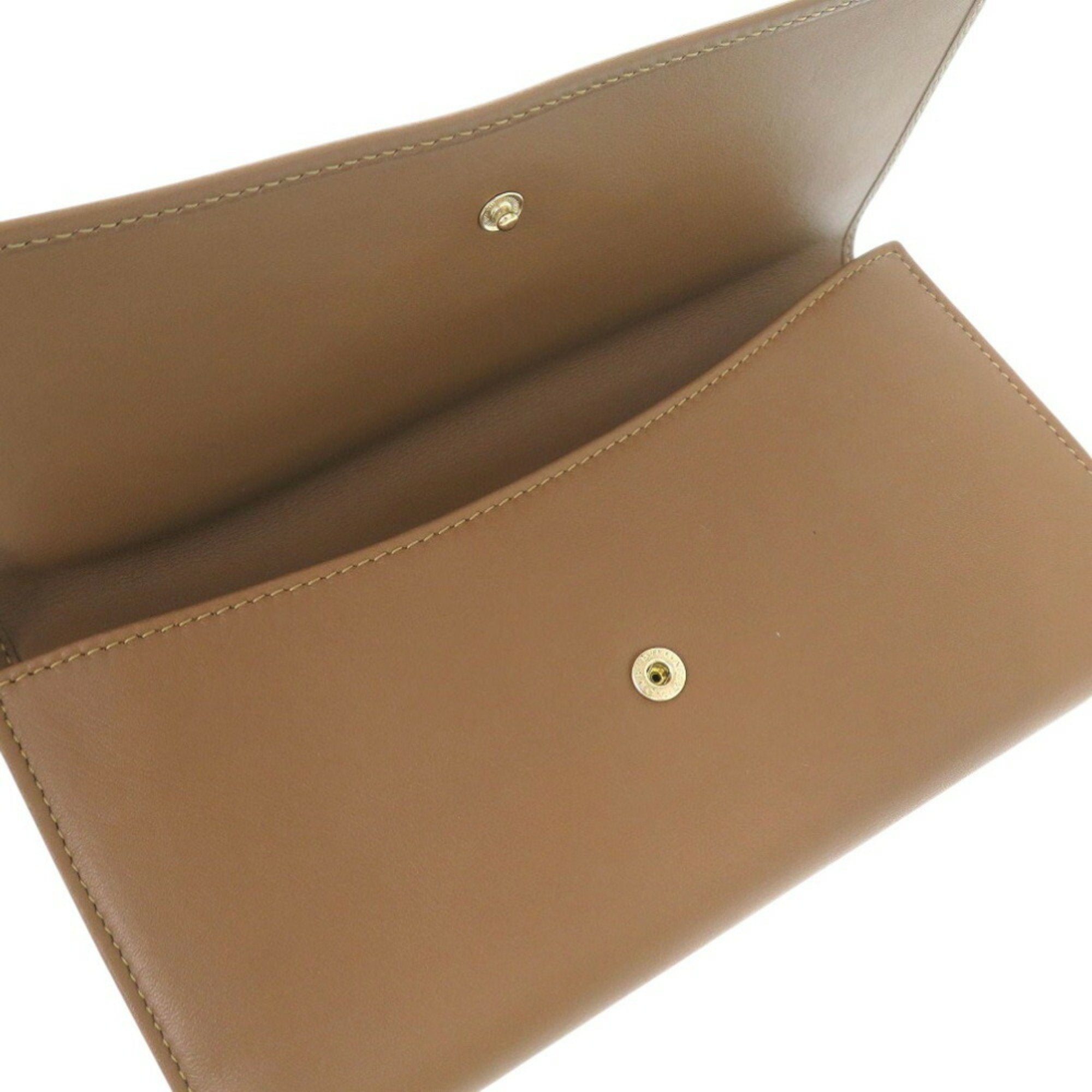 Bvlgari Brown Leather Long Wallet (Bi-Fold) (Pre-Owned)