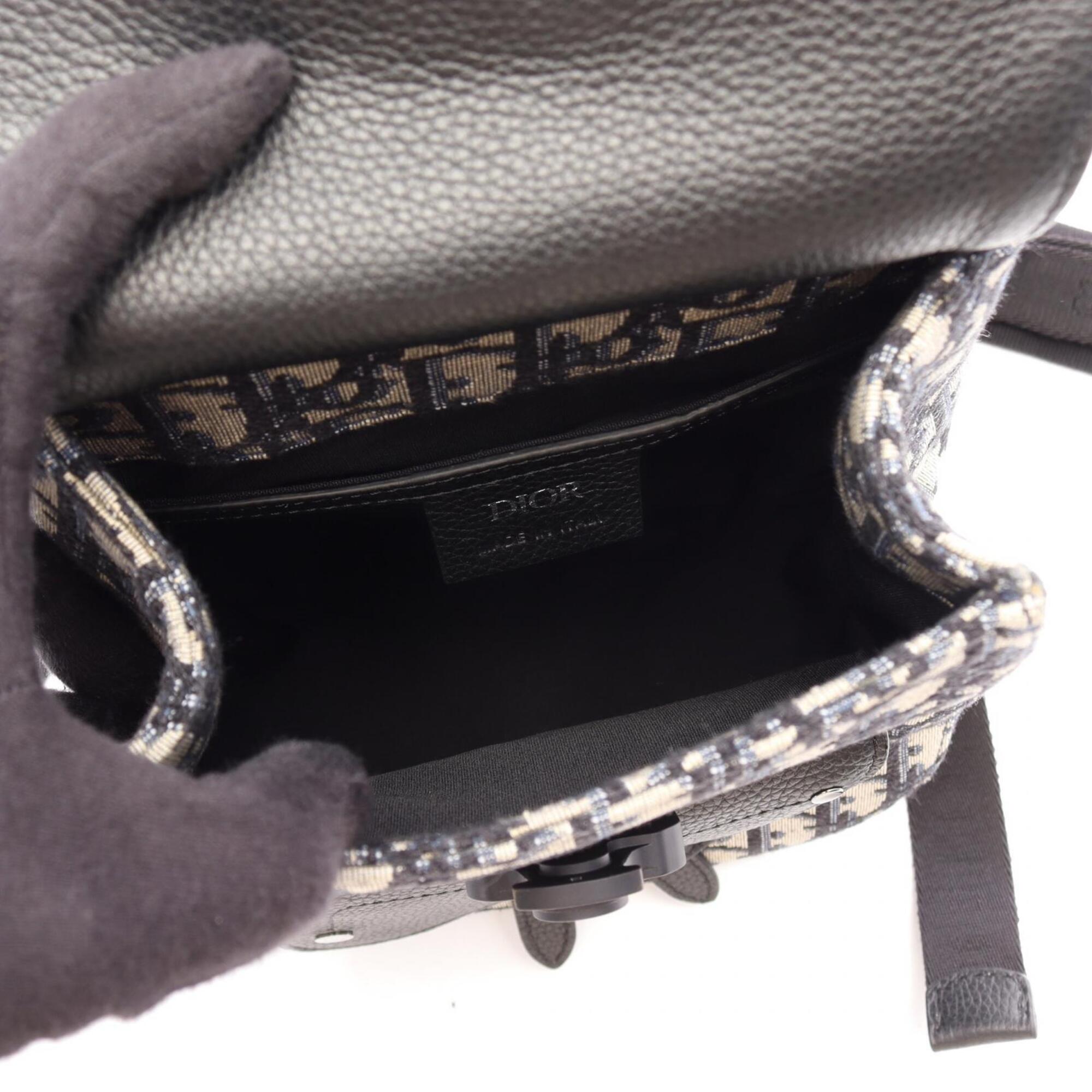 Christian Dior Beige Black Navy Canvas Jersey Backpack Handbag (Pre-Owned)