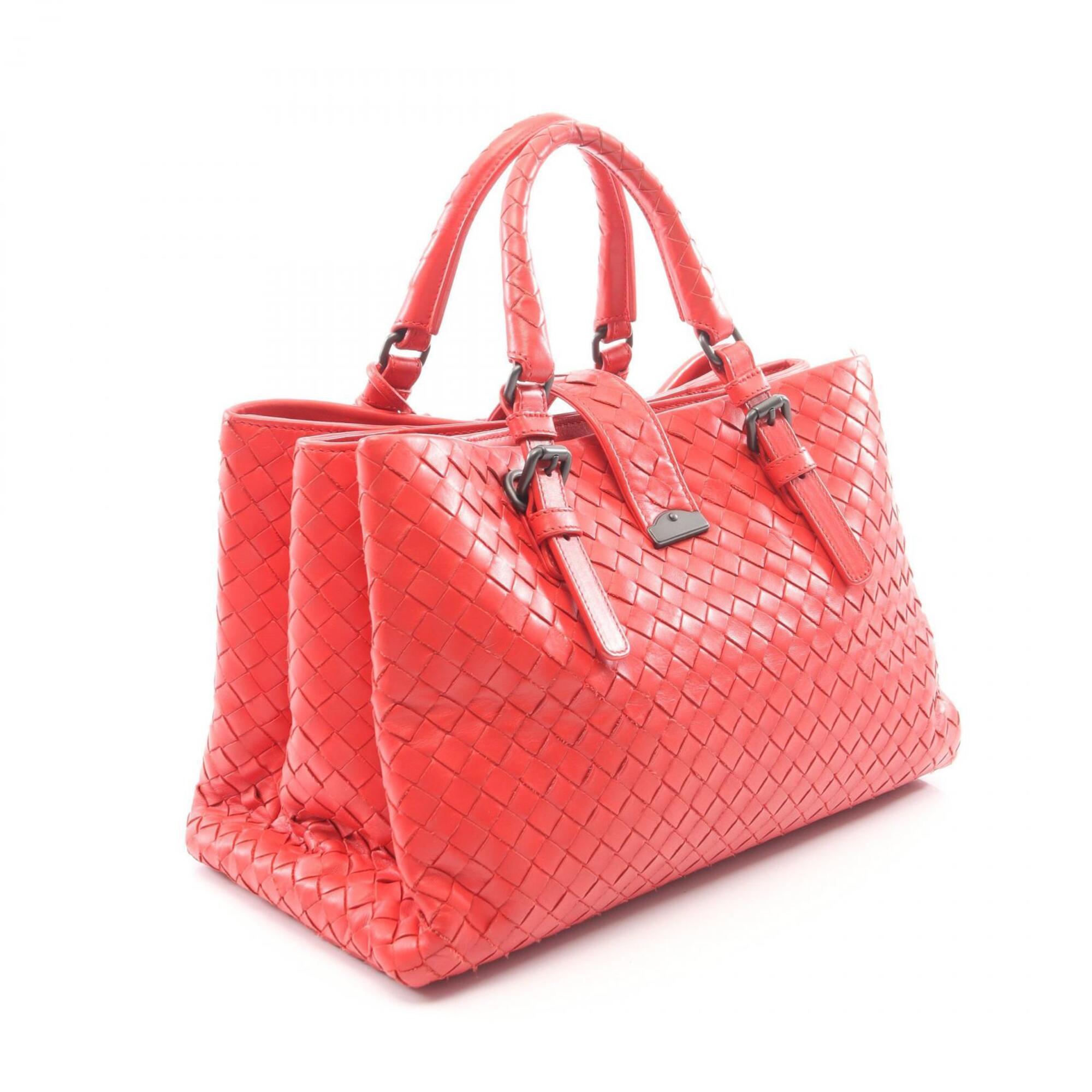Bottega Veneta Red Color Intrecciato Handbag (Pre-Owned)
