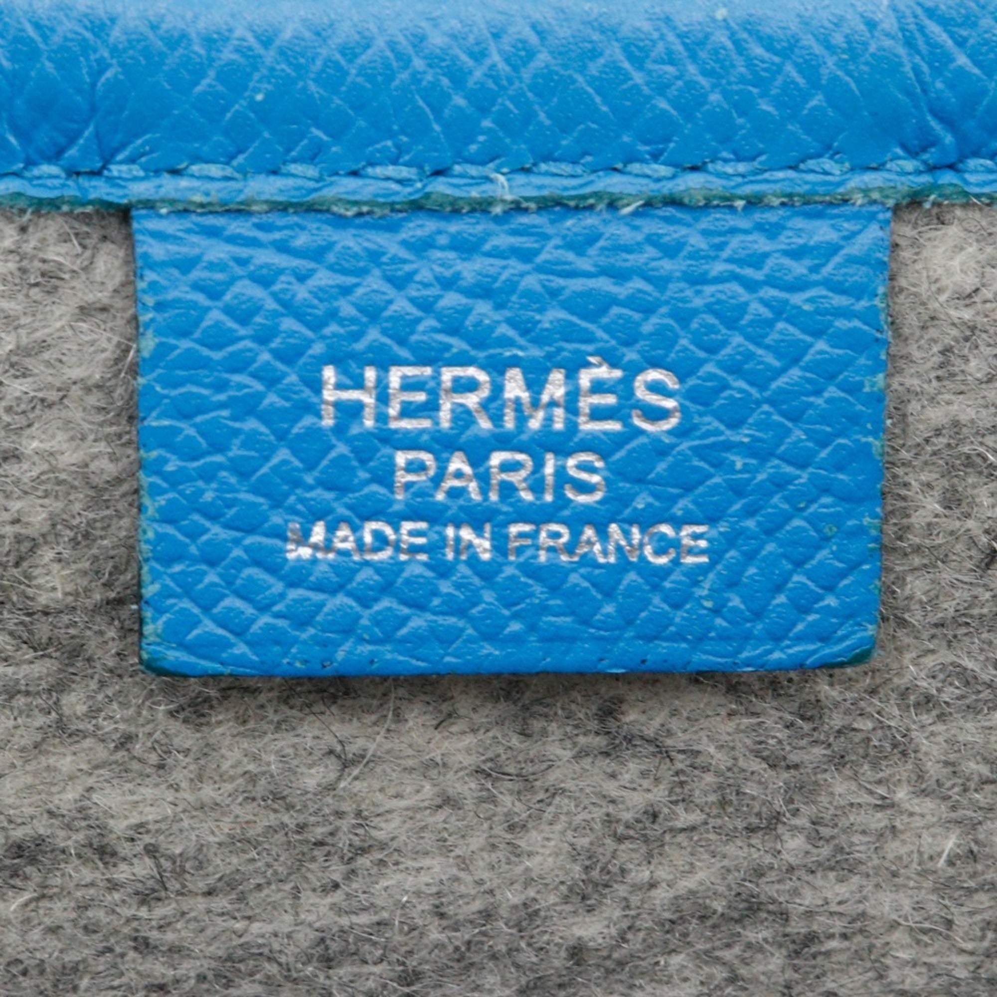Hermes Blue Gray Felt Epsom Leather Clutch Bag (Pre-Owned)