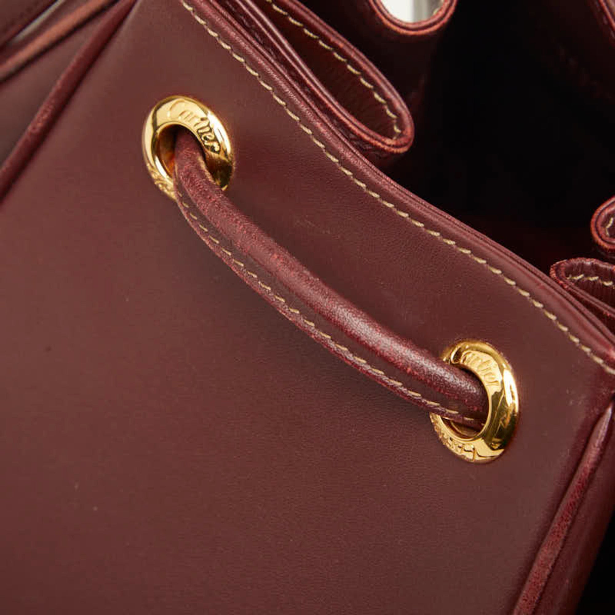 Cartier Bordeaux Wine Red Leather Shoulder Bag (Pre-Owned)